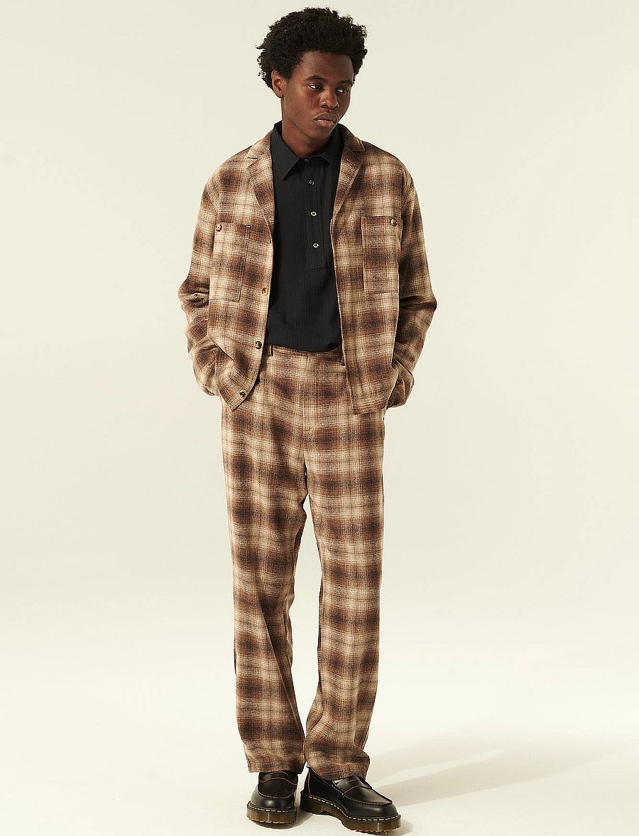 Rue de Tokyo - COSIMO JAPANESE WOOL CHECK - jackets - sand brown check - 4