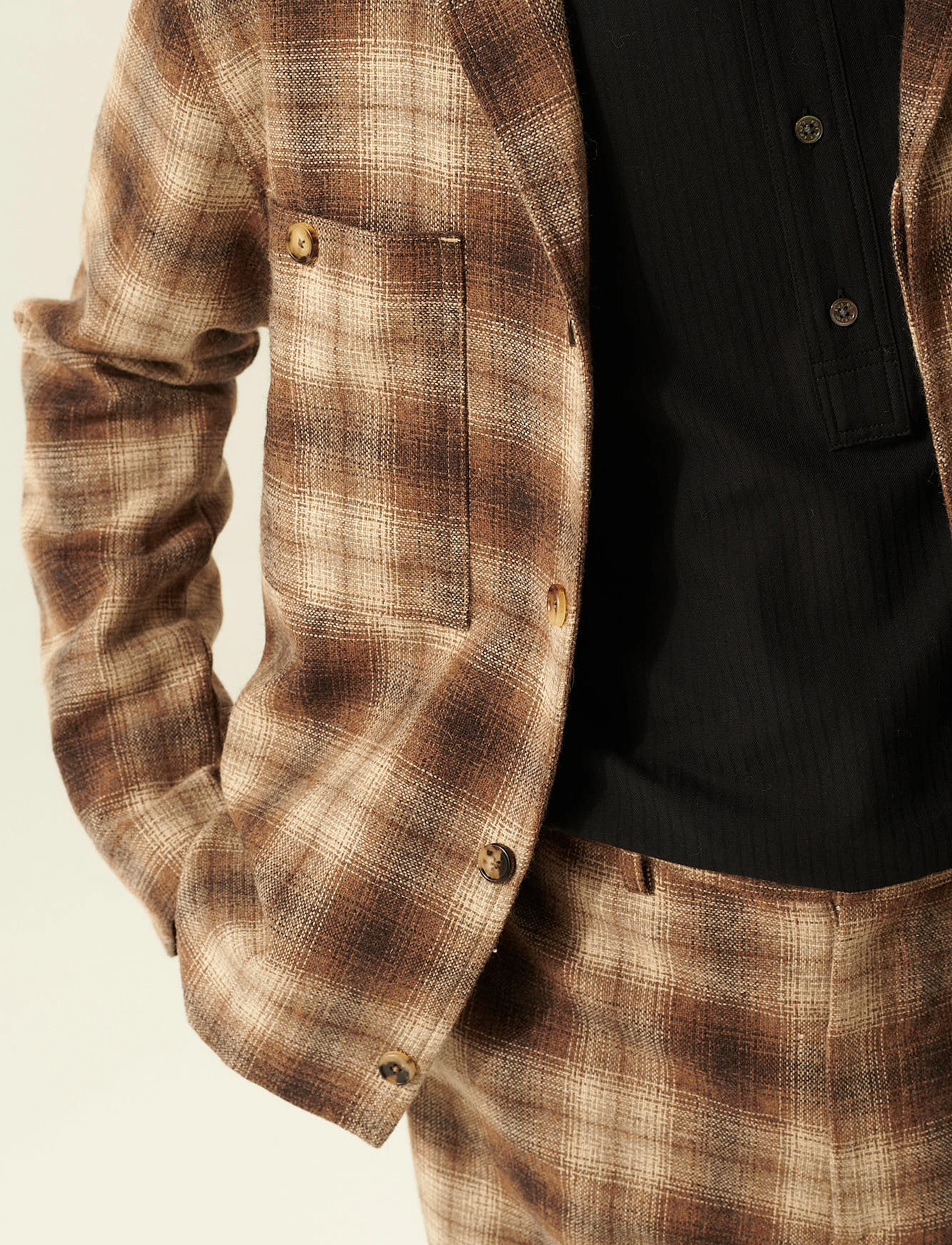 Rue de Tokyo - COSIMO JAPANESE WOOL CHECK - jackor - sand brown check - 5