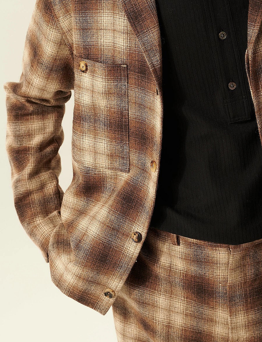 Rue de Tokyo - COSIMO JAPANESE WOOL CHECK - jackets - sand brown check - 5