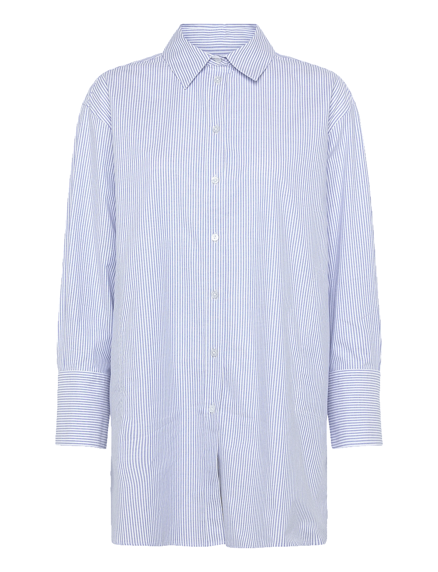 Rue de Tokyo - SEKI OXFORD DOUBLE STRIPE - langærmede skjorter - white blue stripe - 1