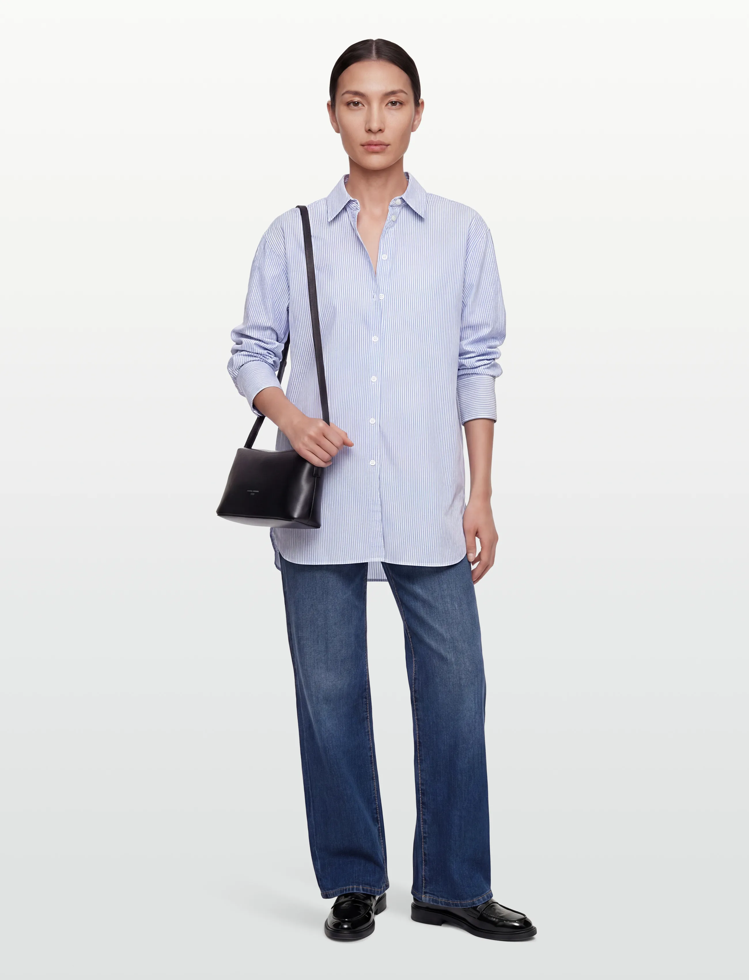 Rue de Tokyo Seki Oxford Double Stripe, XS/S, Blue, Skjorter > Langærmede, Dame