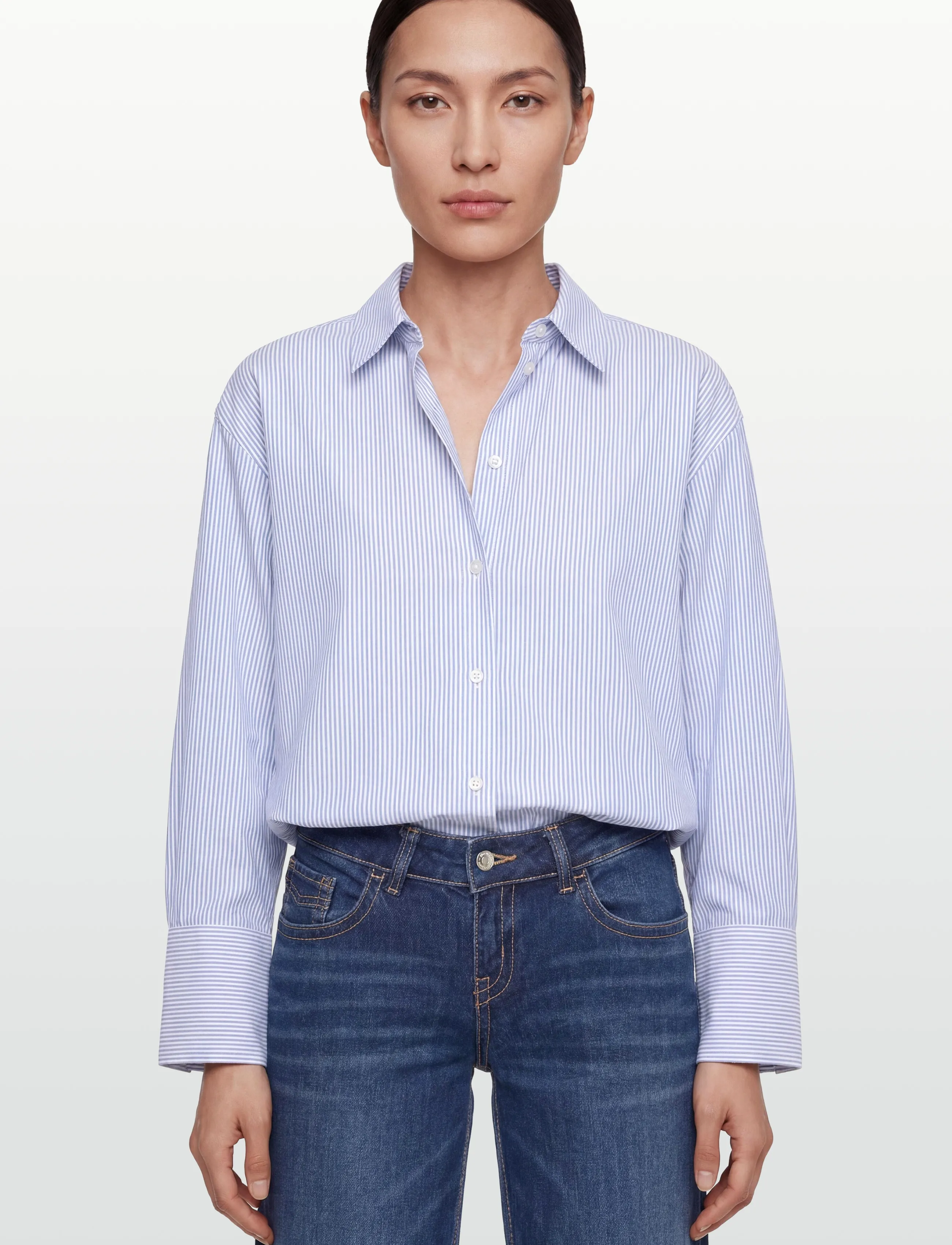 Rue de Tokyo - SEKI OXFORD DOUBLE STRIPE - langærmede skjorter - white blue stripe - 3