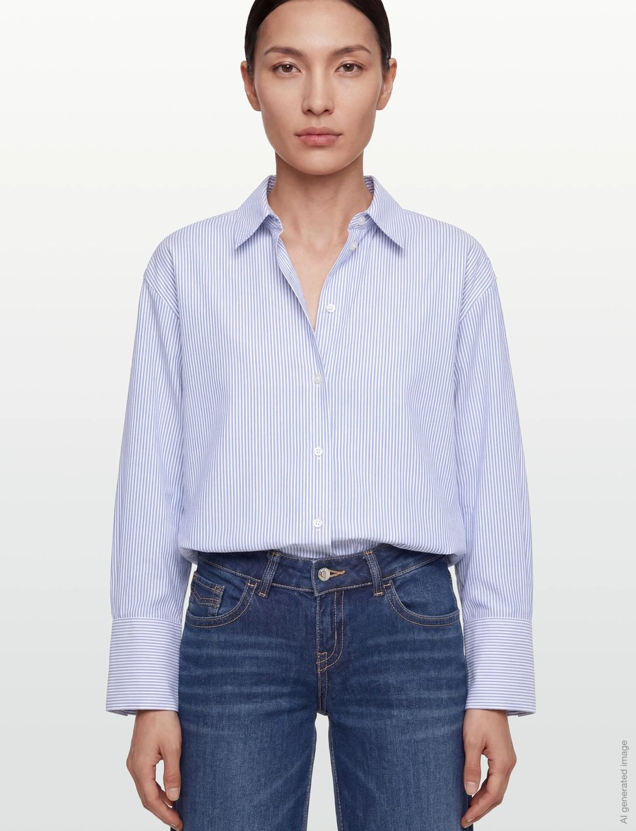 Rue de Tokyo - SEKI OXFORD DOUBLE STRIPE - langærmede skjorter - white blue stripe - 3