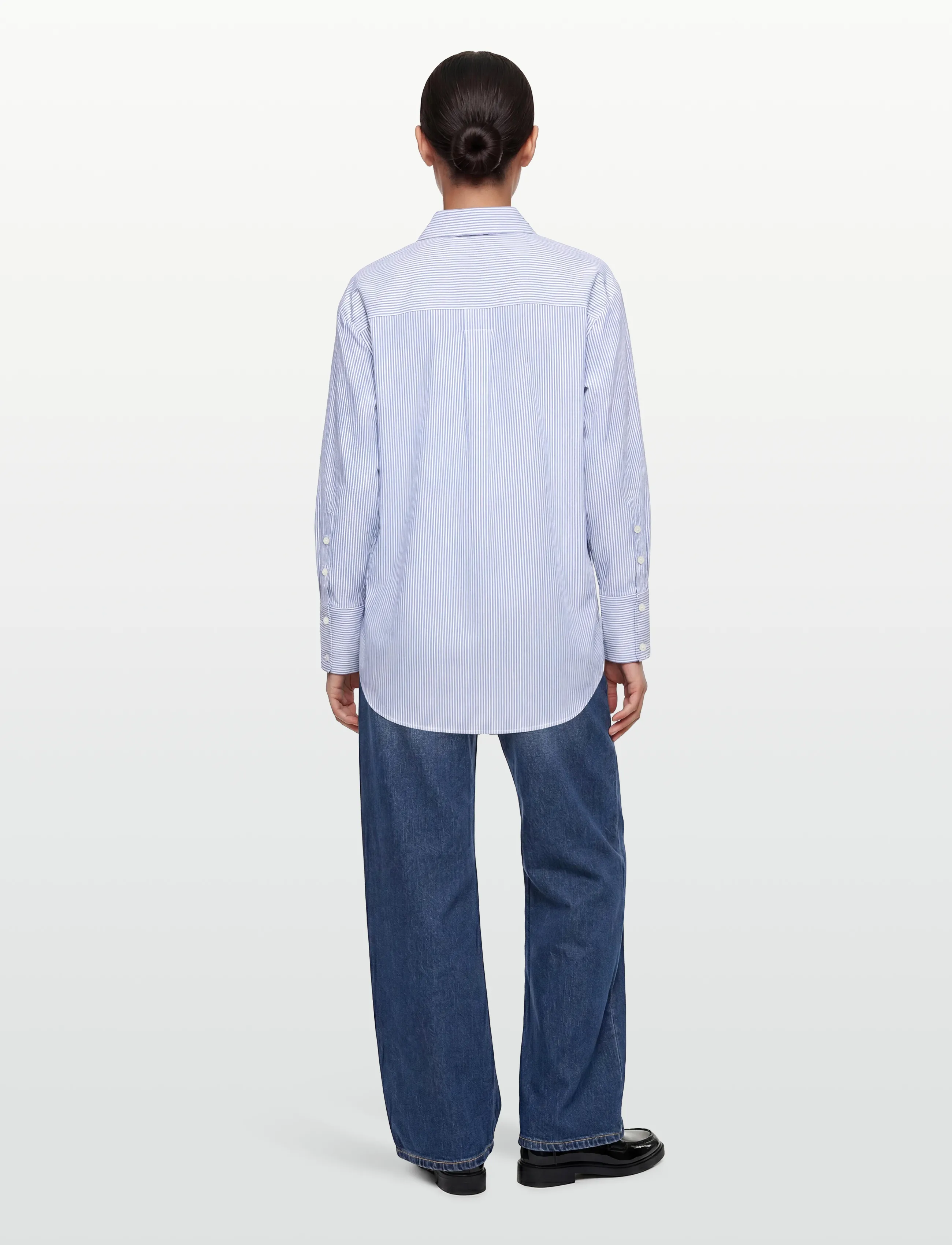 Rue de Tokyo - SEKI OXFORD DOUBLE STRIPE - langærmede skjorter - white blue stripe - 4
