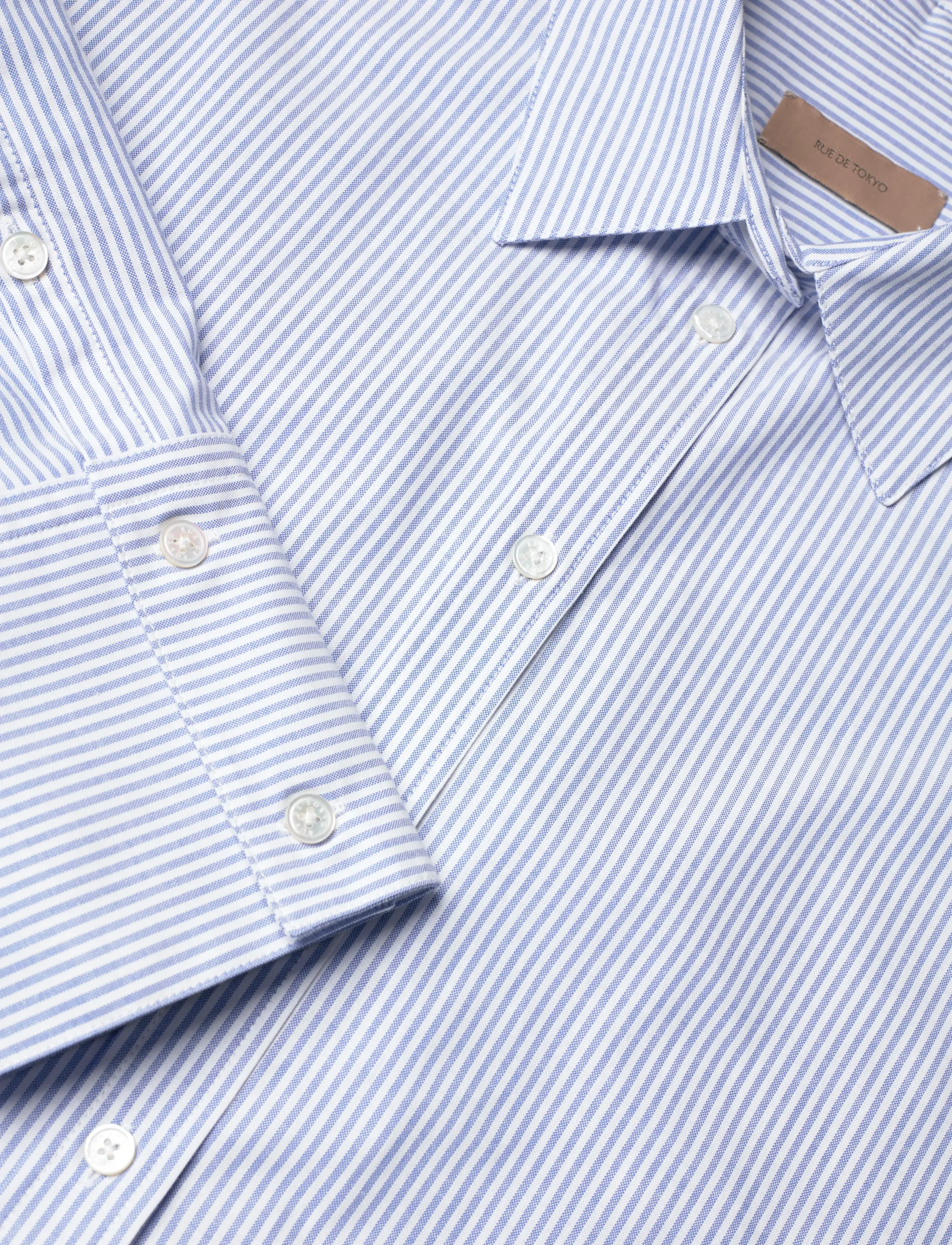 Rue de Tokyo - SEKI OXFORD DOUBLE STRIPE - langærmede skjorter - white blue stripe - 5
