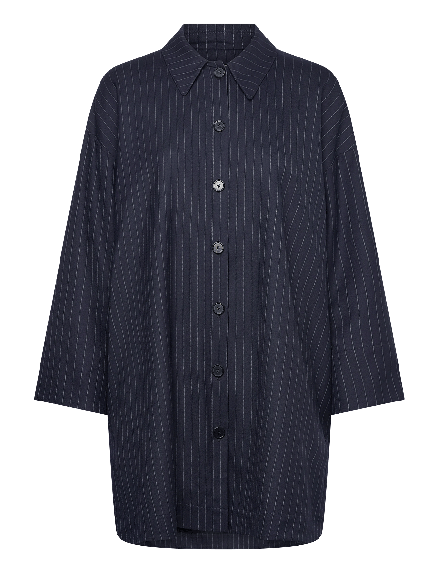 Rue de Tokyo - CHIRI ANTIQUE PINSTRIPE - langærmede skjorter - navy pinstripe - 1