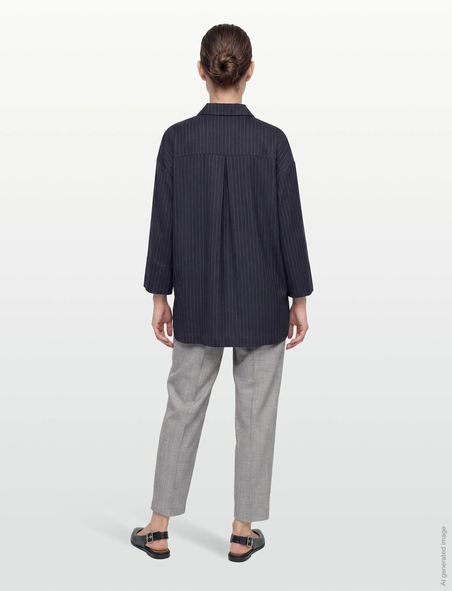 Rue de Tokyo - CHIRI ANTIQUE PINSTRIPE - langærmede skjorter - navy pinstripe - 4