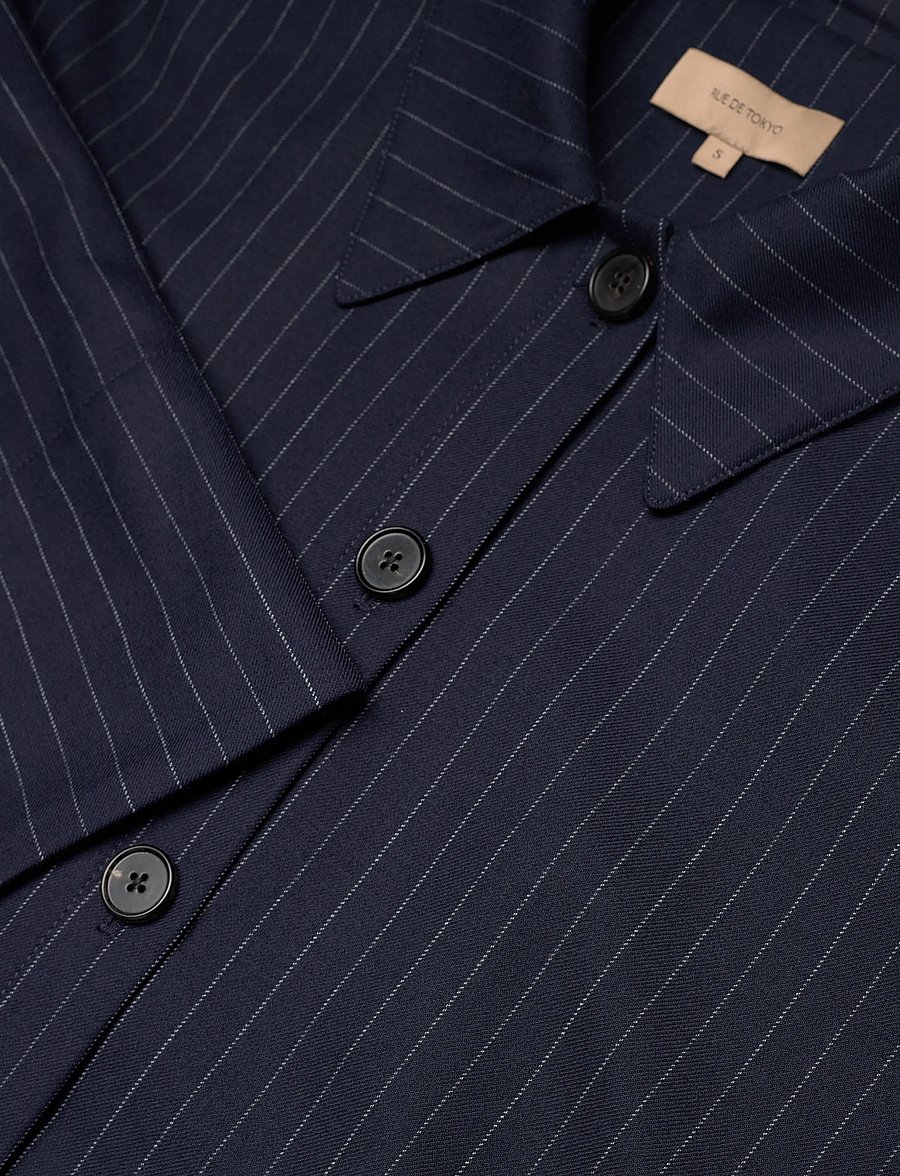Rue de Tokyo - CHIRI ANTIQUE PINSTRIPE - langærmede skjorter - navy pinstripe - 5