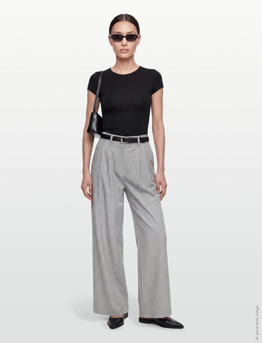 Rue de Tokyo - PAULLETTA SOLID TAILORING - hosen mit weitem bein - light gray - 0