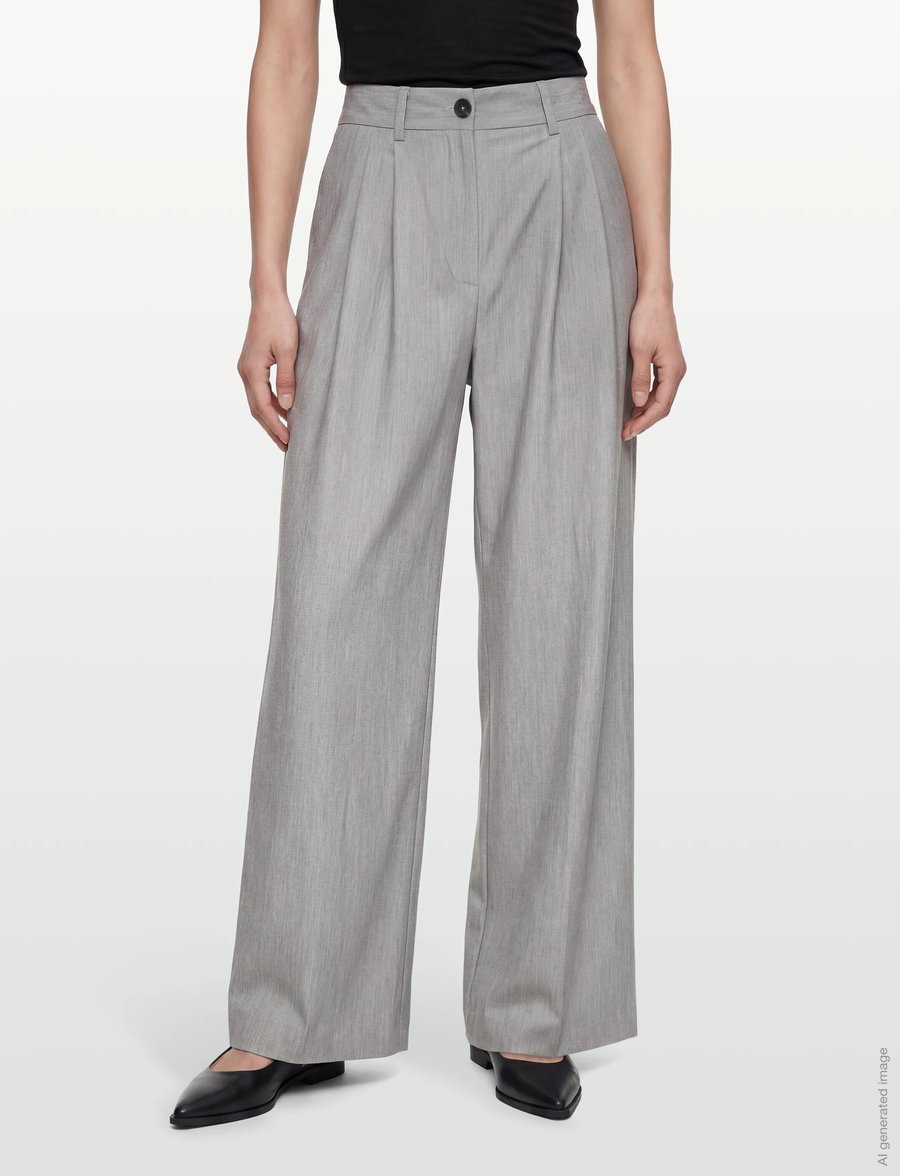 Rue de Tokyo - PAULLETTA SOLID TAILORING - hosen mit weitem bein - light gray - 3