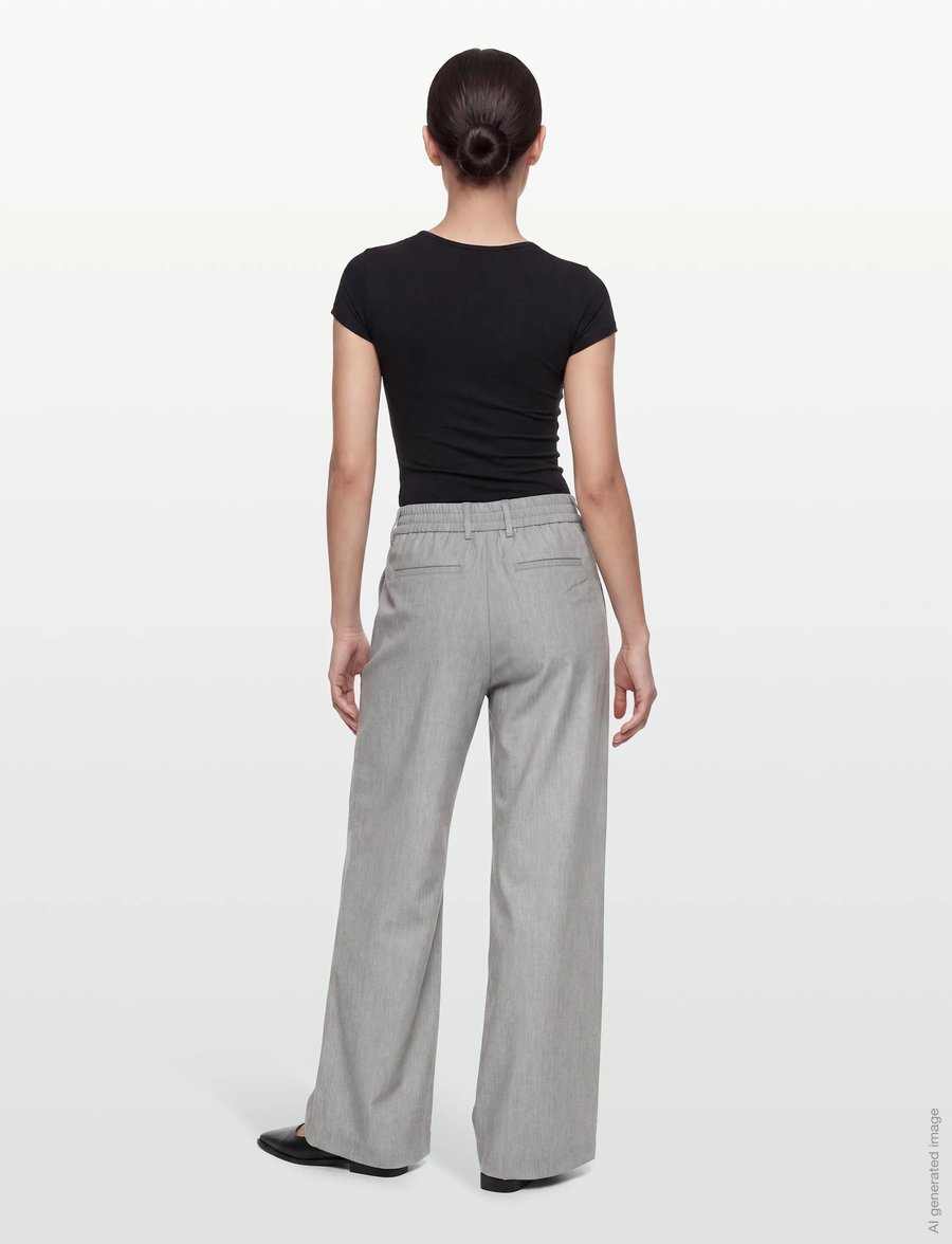 Rue de Tokyo - PAULLETTA SOLID TAILORING - hosen mit weitem bein - light gray - 4