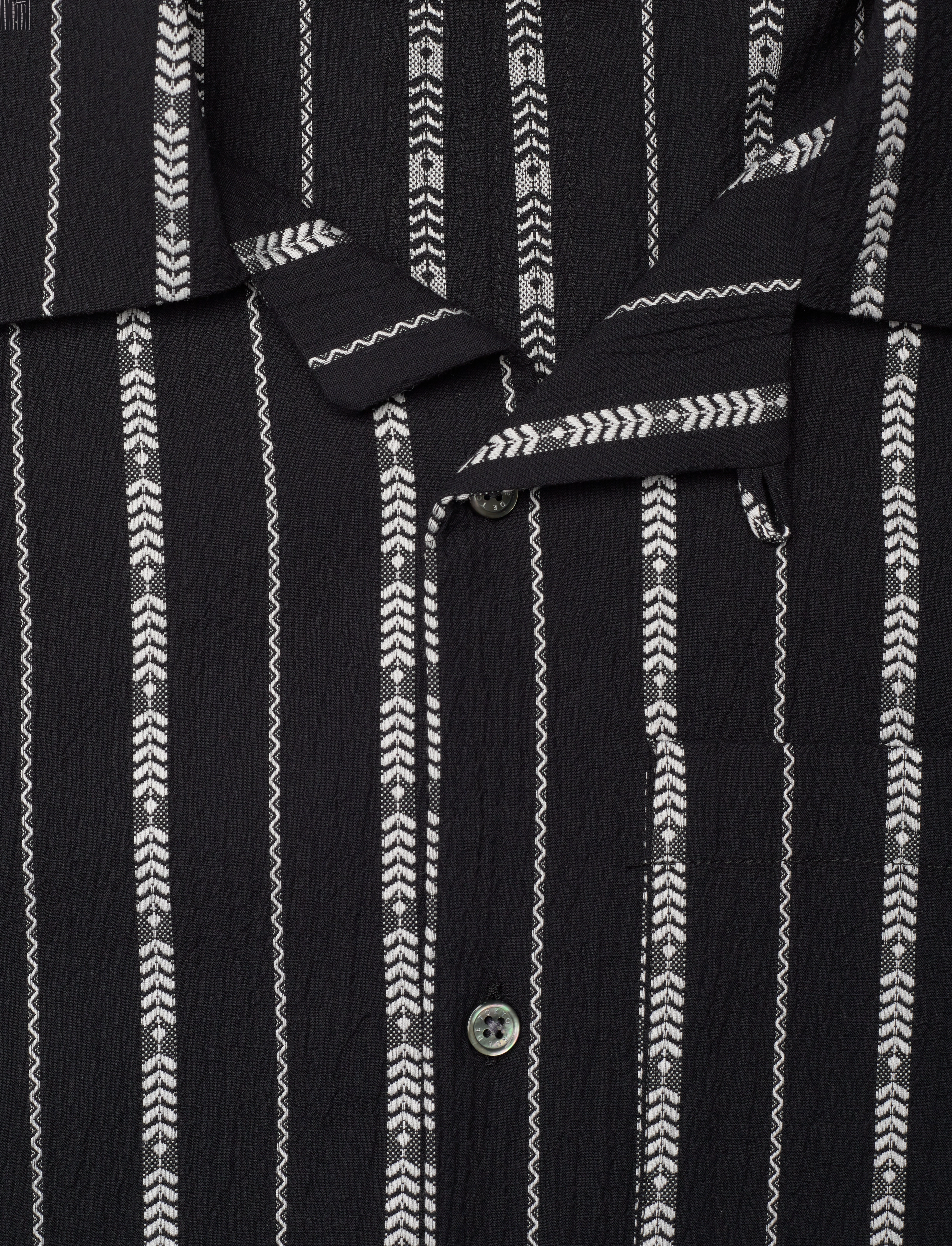 Rue de Tokyo - SETH PATTERNED SEERSUCKER STRIPE - black ecru stripe - 2