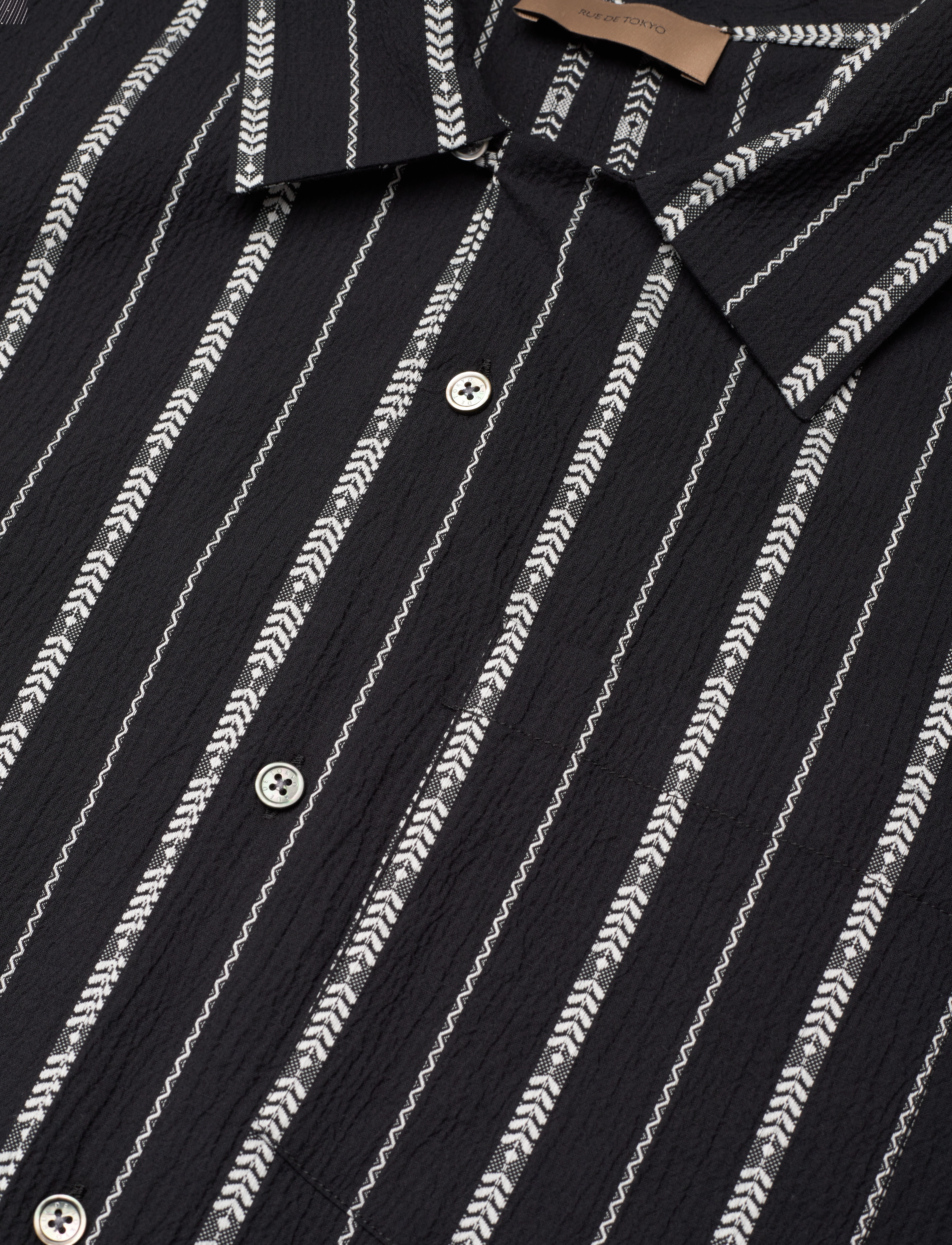 Rue de Tokyo - SETH PATTERNED SEERSUCKER STRIPE - black ecru stripe - 3