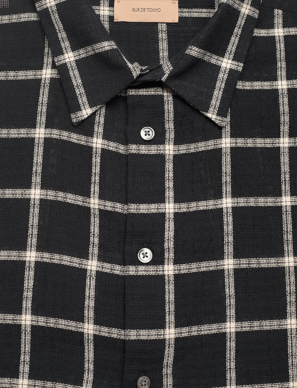 Rue de Tokyo - SILVIO COTTON CHECK - kurzarmhemden - black white check - 2