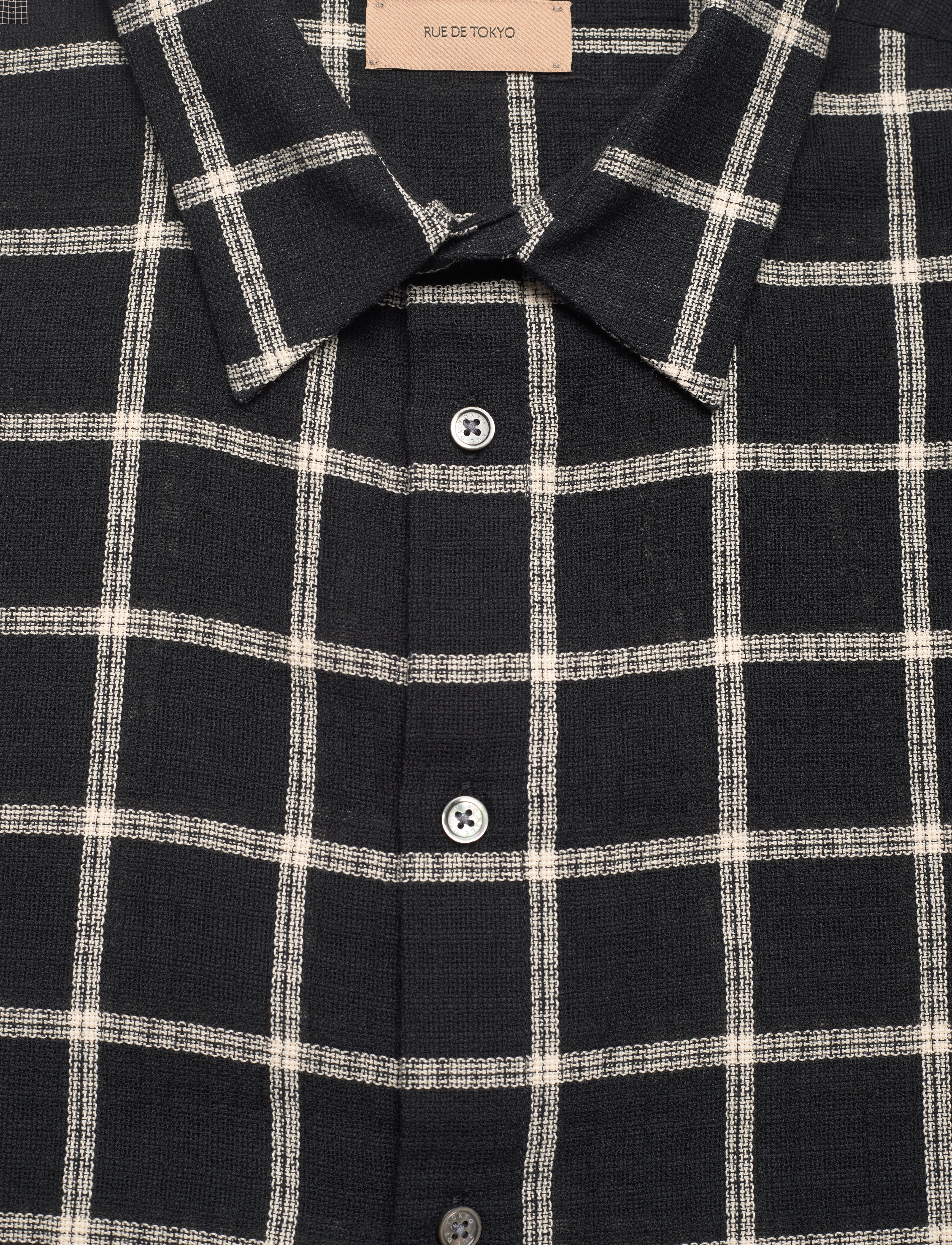 Rue de Tokyo - SILVIO COTTON CHECK - lühikeste varrukatega särgid - black white check - 2