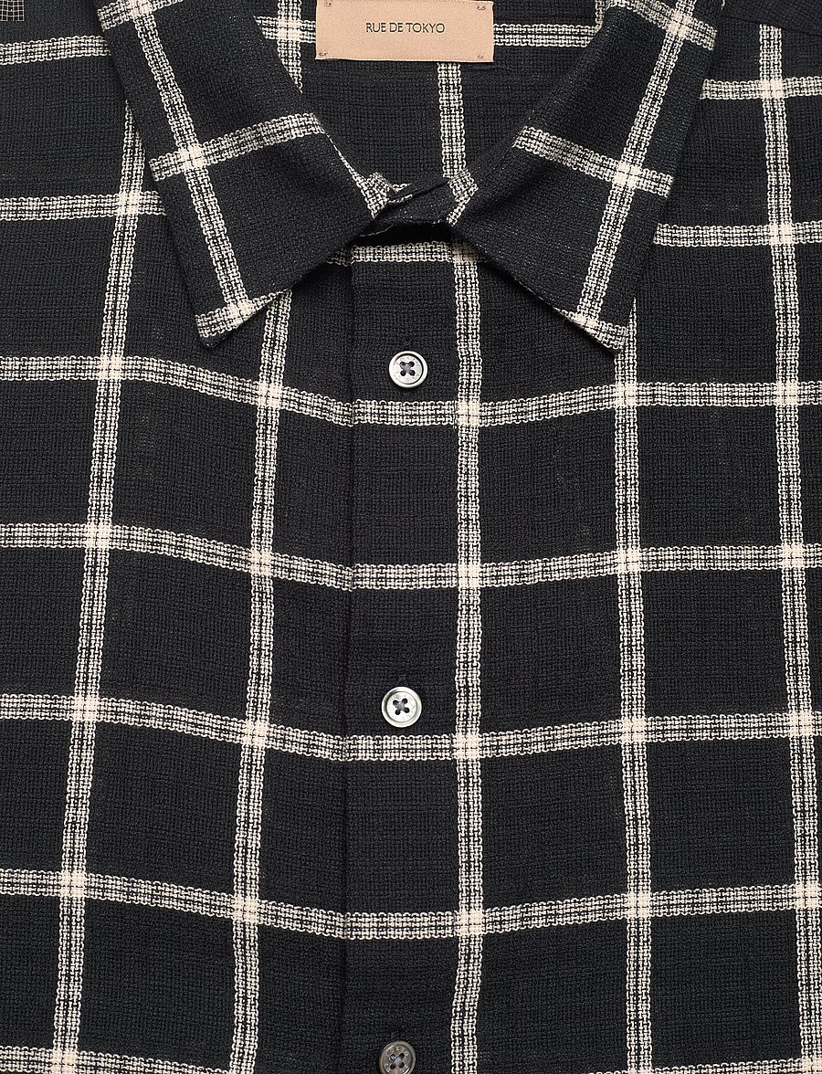 Rue de Tokyo - SILVIO COTTON CHECK - kurzarmhemden - black white check - 2