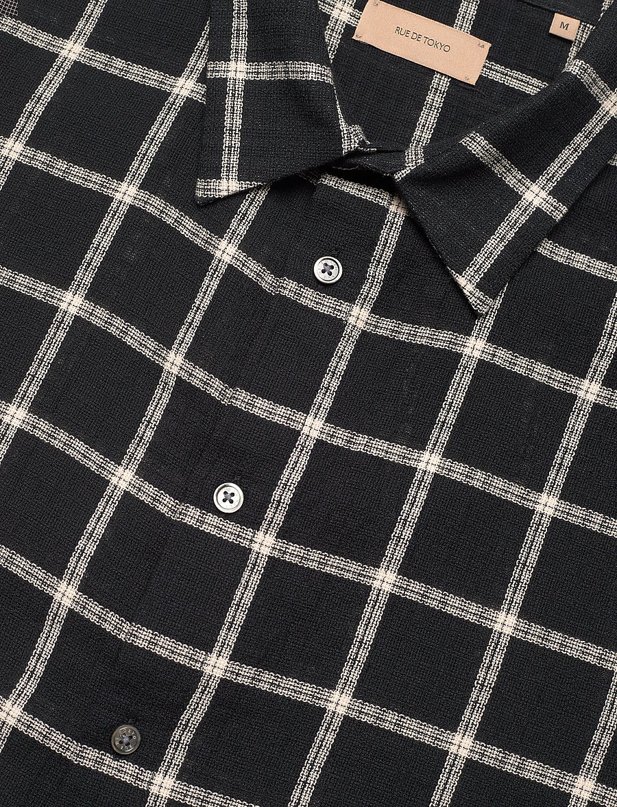 Rue de Tokyo - SILVIO COTTON CHECK - kurzarmhemden - black white check - 3