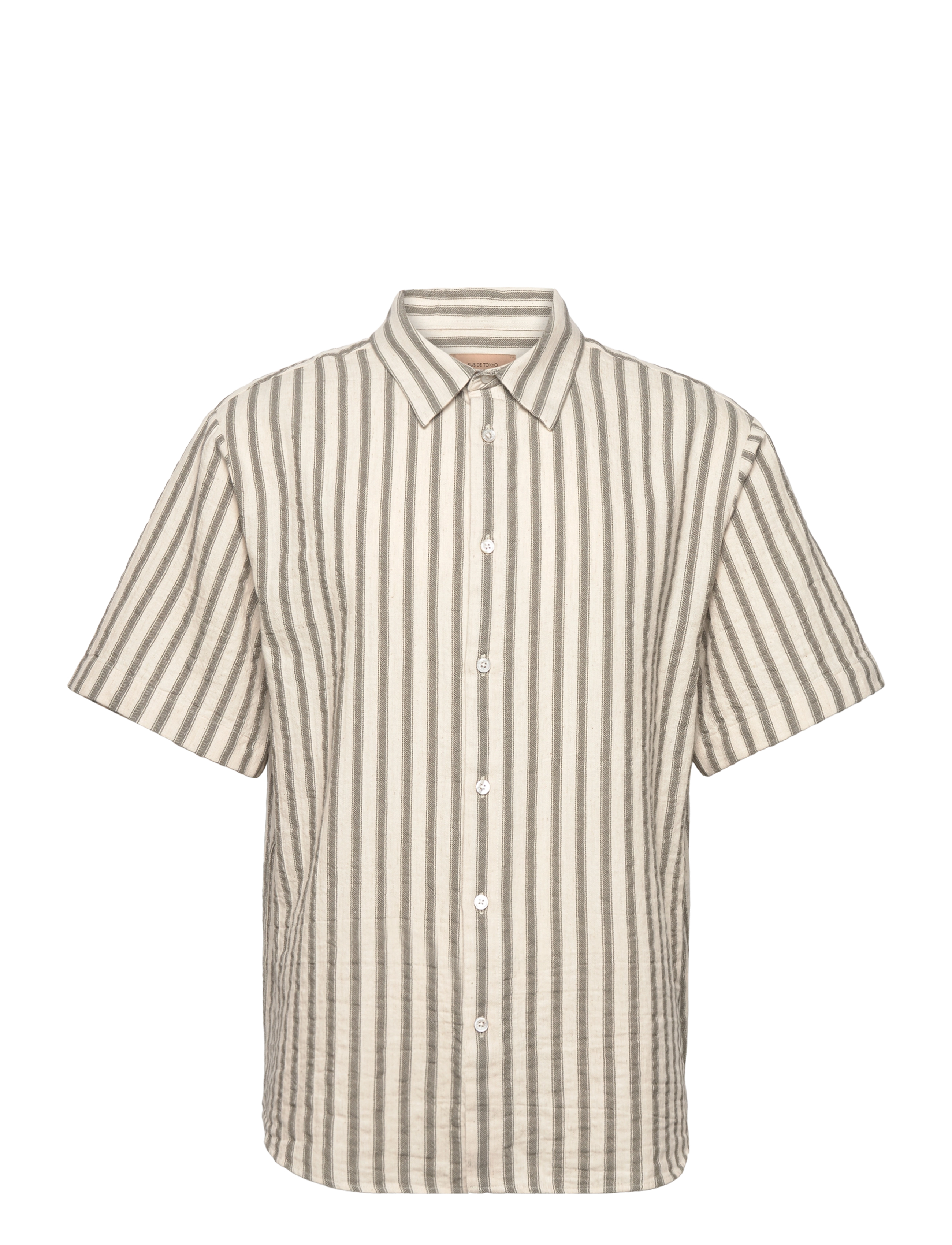 Rue de Tokyo - SILVIO COTTON LINEN STRIPE - green ivory stripe - 0