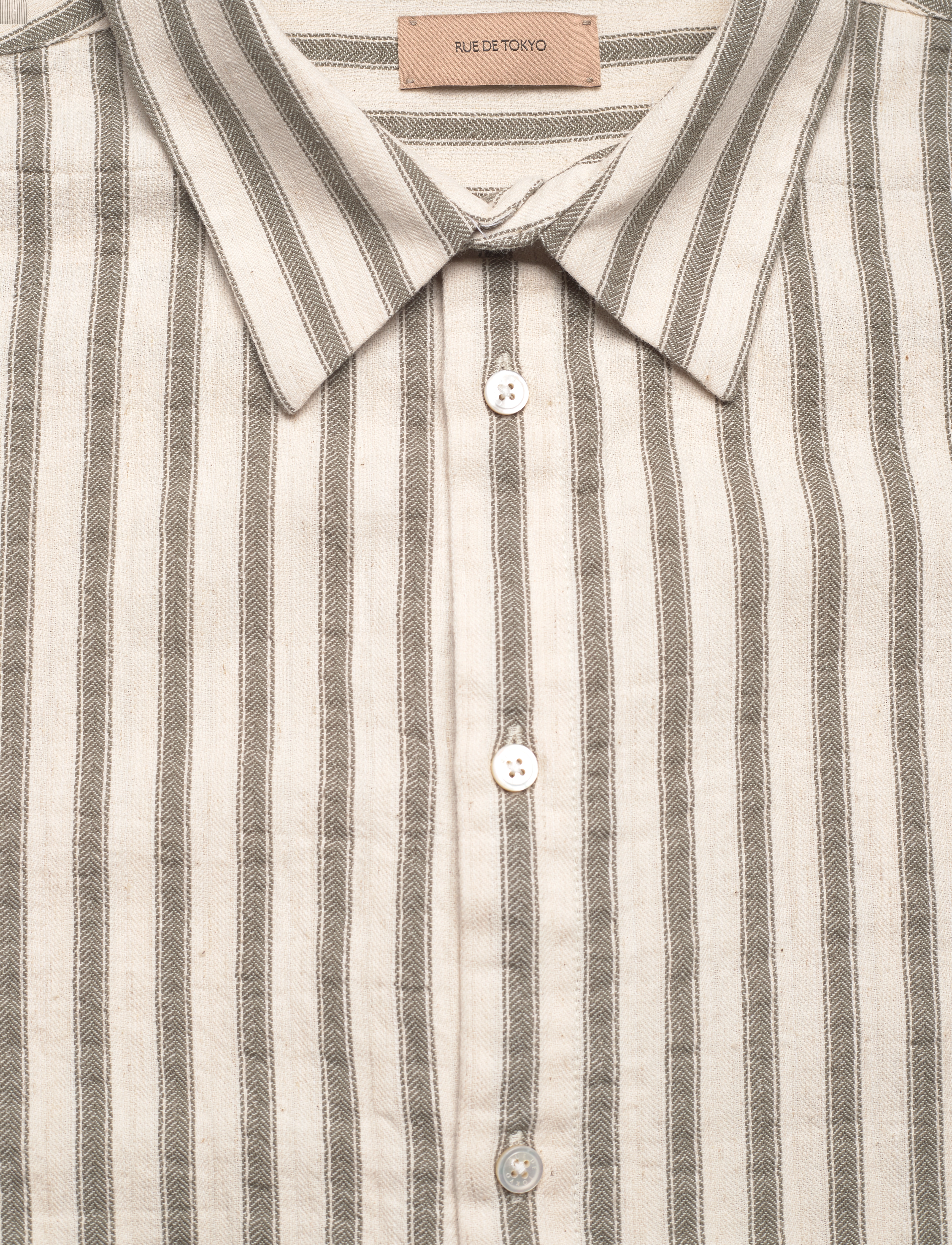 Rue de Tokyo - SILVIO COTTON LINEN STRIPE - green ivory stripe - 2