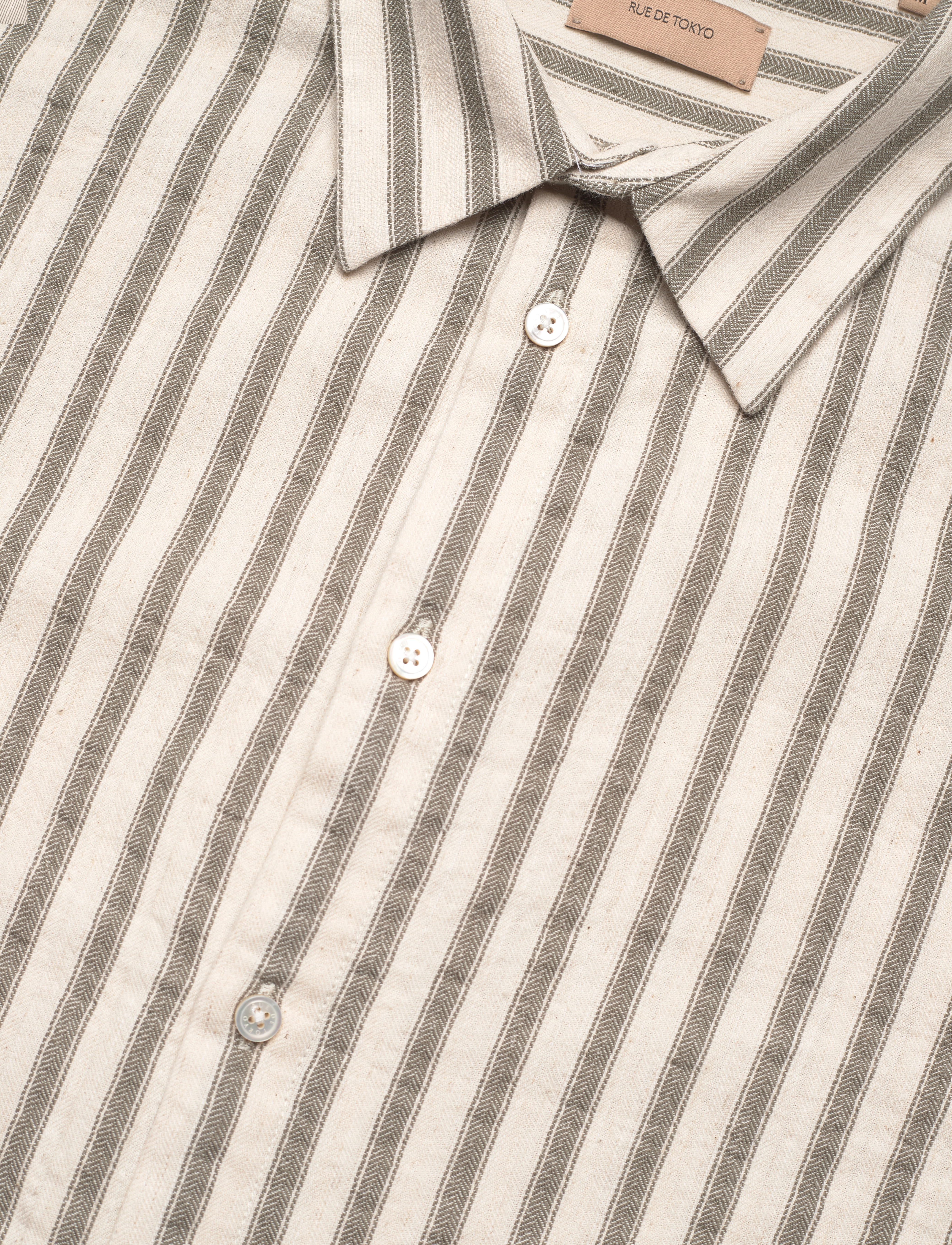 Rue de Tokyo - SILVIO COTTON LINEN STRIPE - green ivory stripe - 3