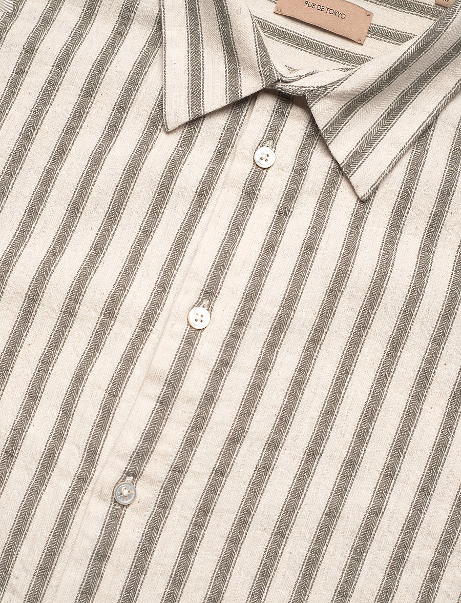 Rue de Tokyo - SILVIO COTTON LINEN STRIPE - green ivory stripe - 3