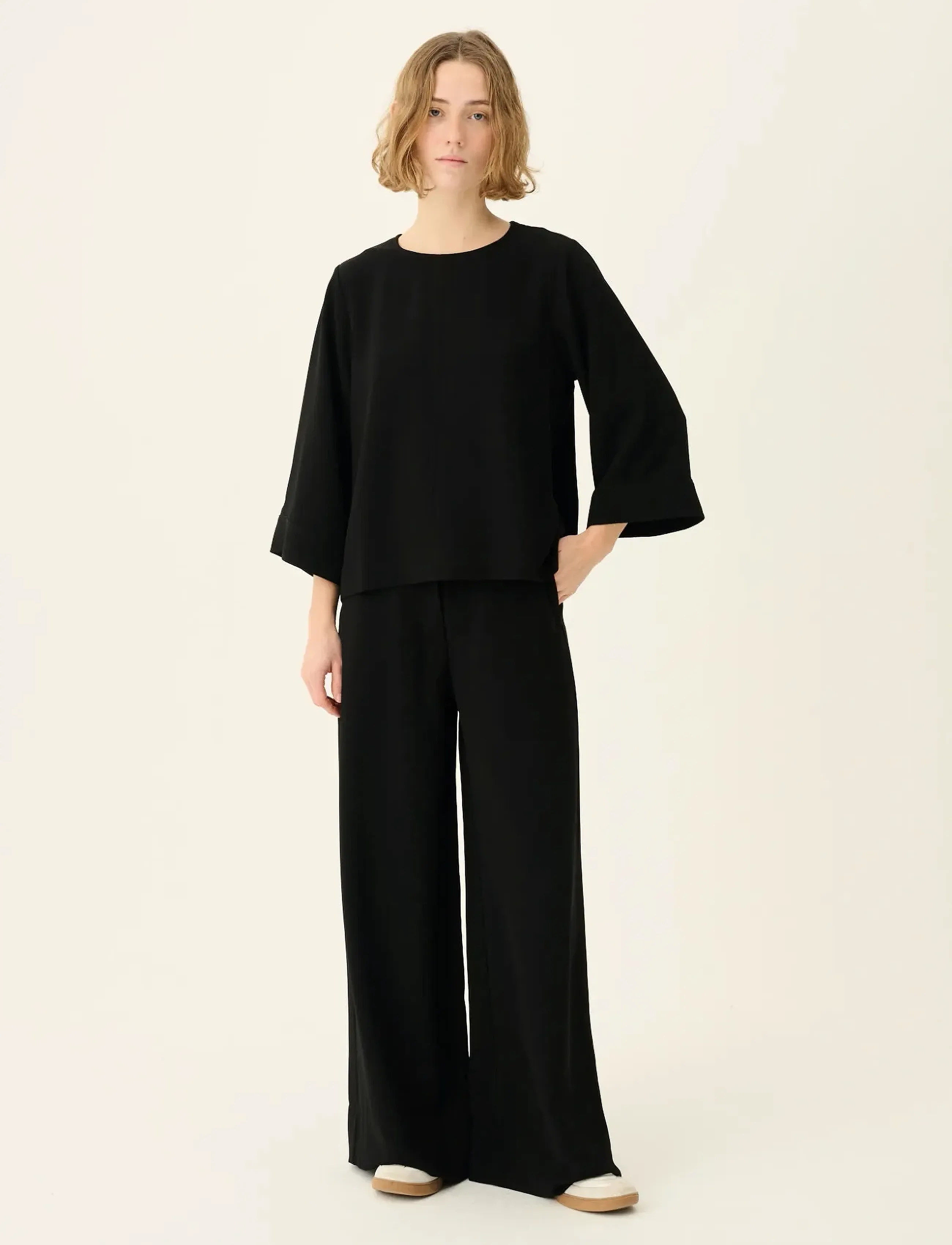 Rue de Tokyo - SIMAKO RECYCLED HEAVY CREPE - langærmede bluser - black - 0