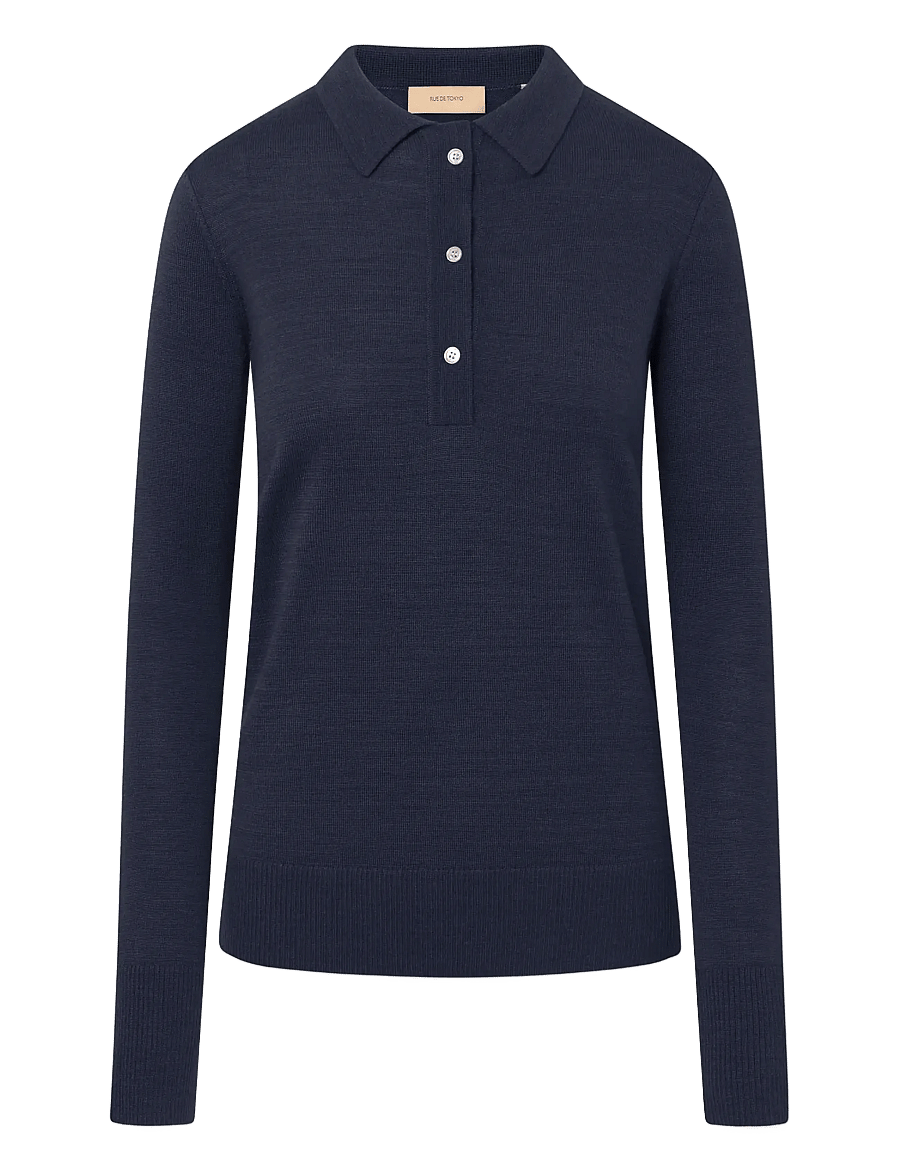 Rue de Tokyo - KURA ORGANIC MERINO WOOL - polos - navy - 0
