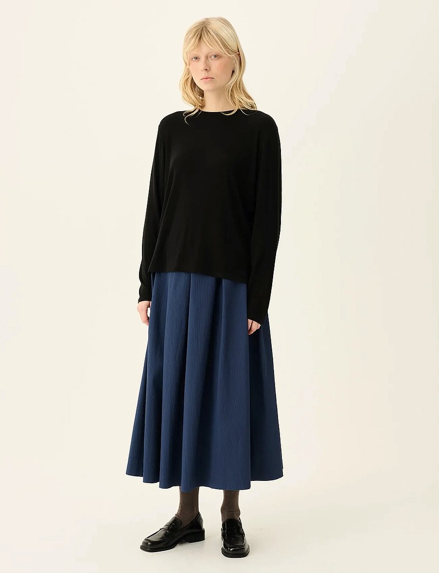Rue de Tokyo - PEGGY SMALL BUBBLE STRIPE - midi-röcke - midnight blue - 0