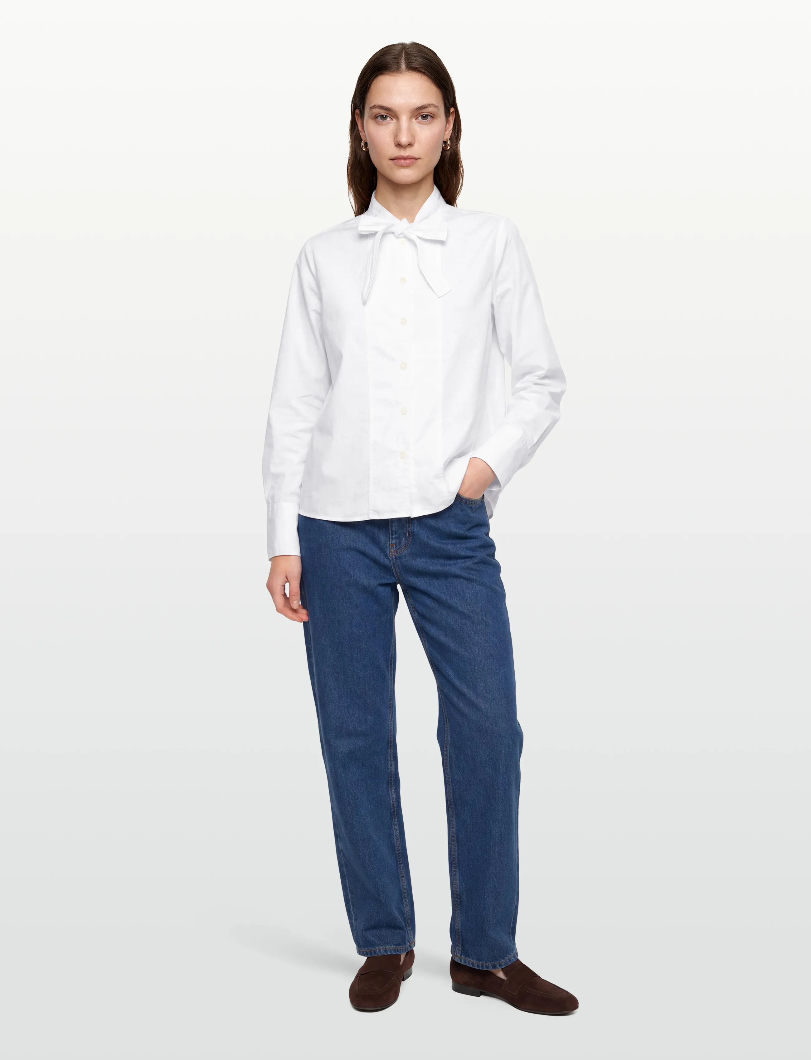 Rue de Tokyo Shoshana Garment Dyed Poplin, XL, Shirts, Weiß - Long-sleeved, Frauen