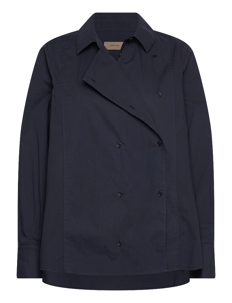 Rue de Tokyo - SPARROW GARMENT DYED POPLIN - langærmede skjorter - dark navy - 0