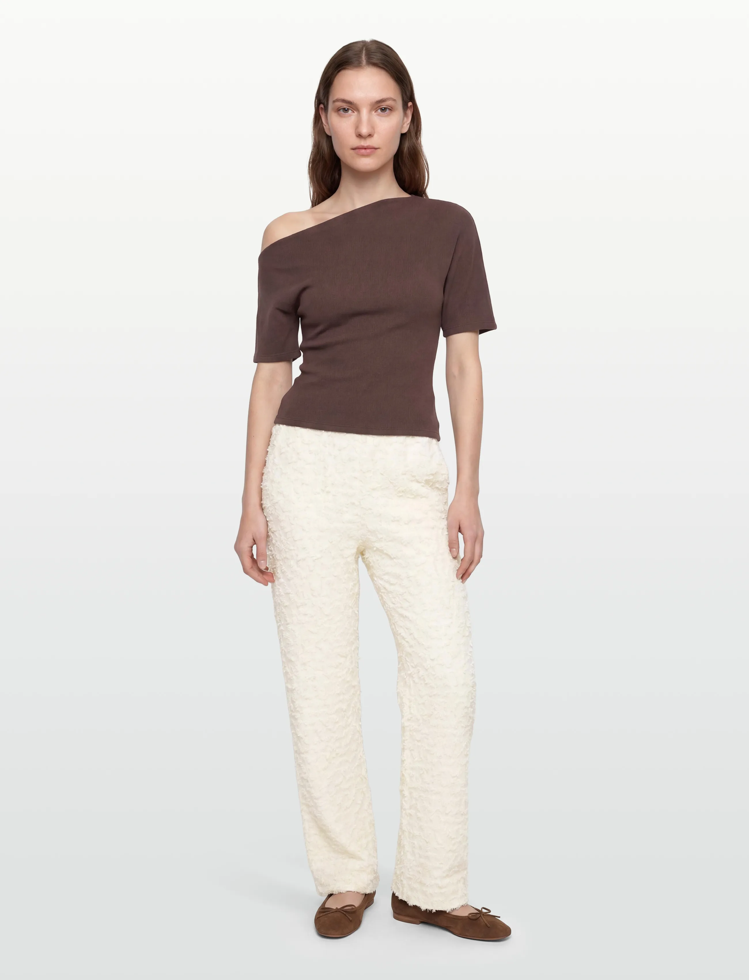 Rue de Tokyo Palla Twill Fil De Coupe, S, Trousers, Creme - Straight Leg, Frauen