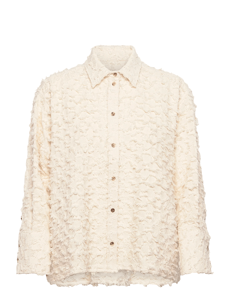 Rue de Tokyo - SEKE TWILL FIL DE COUPE - krekli ar garām piedurknēm - raw white - 0