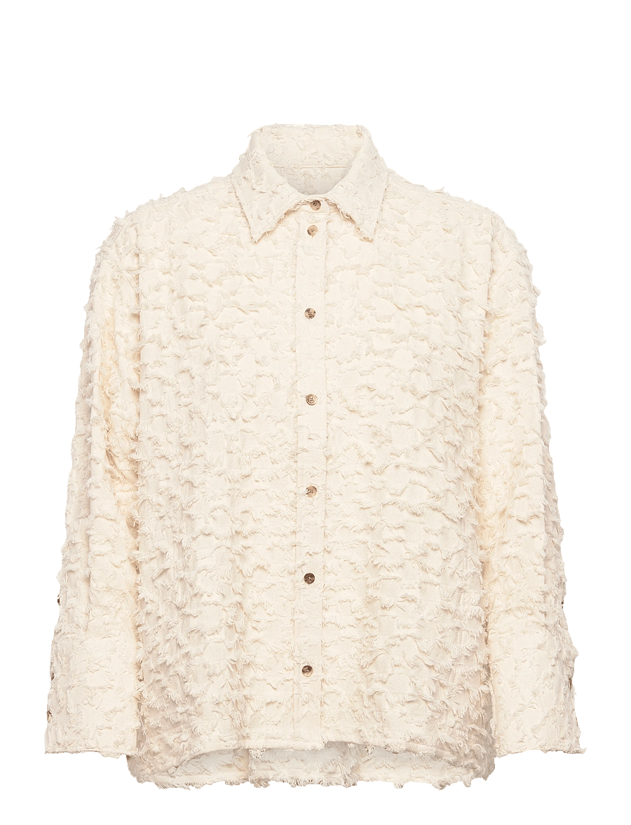 Rue de Tokyo - SEKE TWILL FIL DE COUPE - langärmlige hemden - raw white - 0