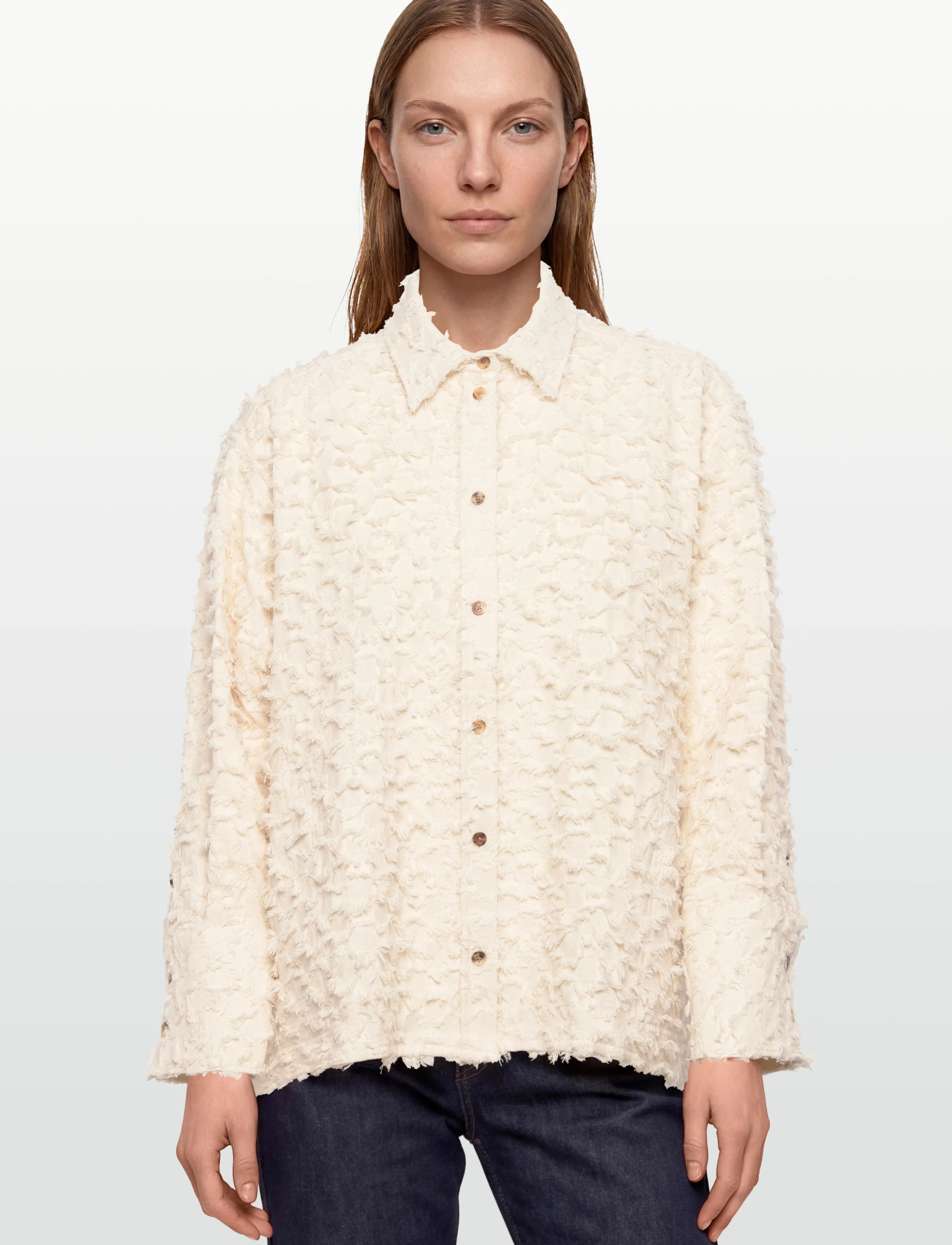Rue de Tokyo - SEKE TWILL FIL DE COUPE - långärmade skjortor - raw white - 3