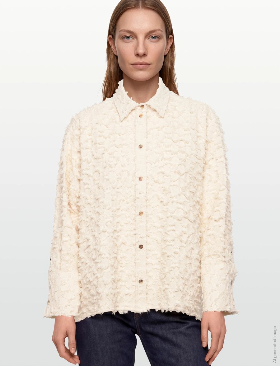 Rue de Tokyo - SEKE TWILL FIL DE COUPE - långärmade skjortor - raw white - 3