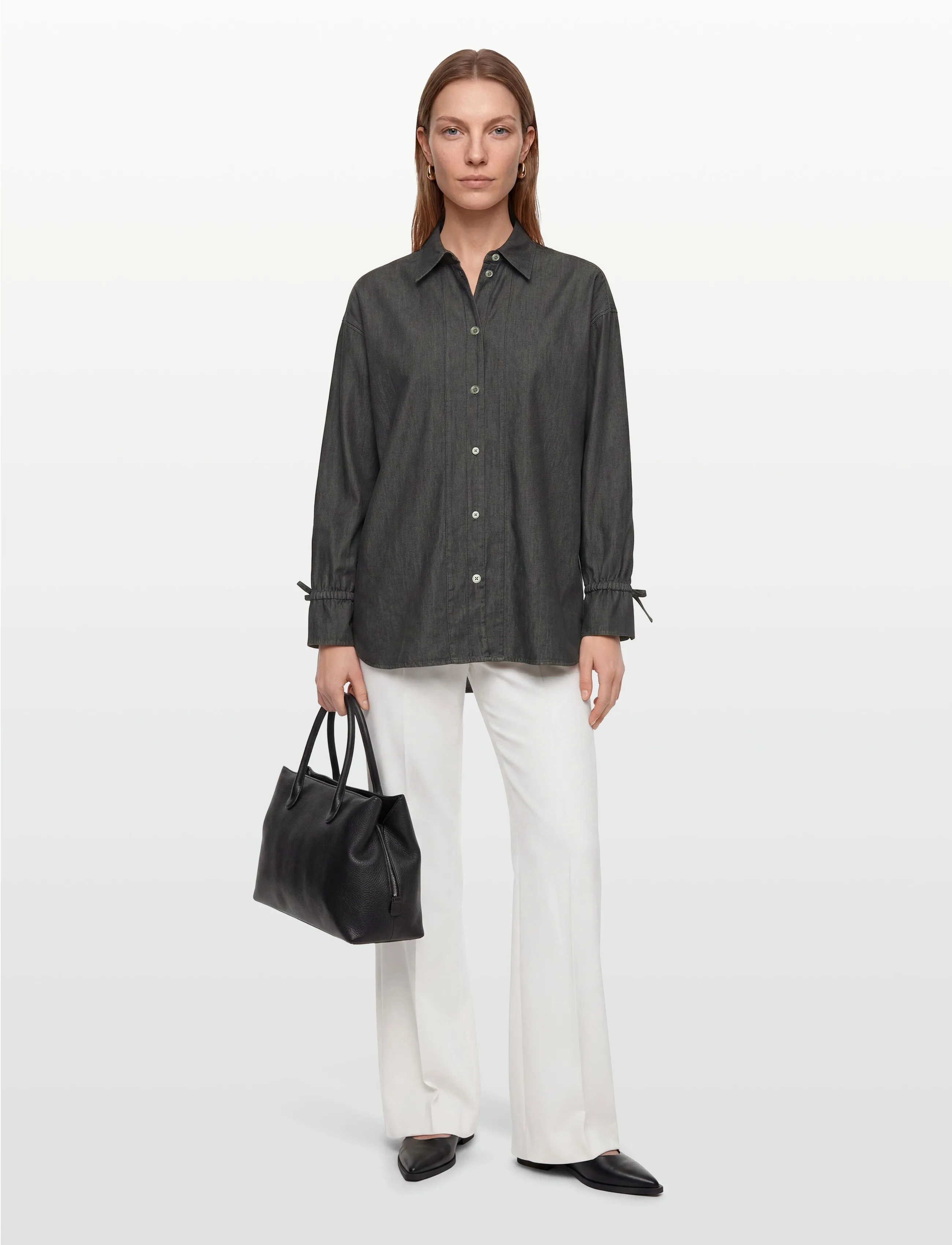 Rue de Tokyo SIGGA LIGHT DENIM - Langärmlige Hemden - WASHED BLACK DENIM / black