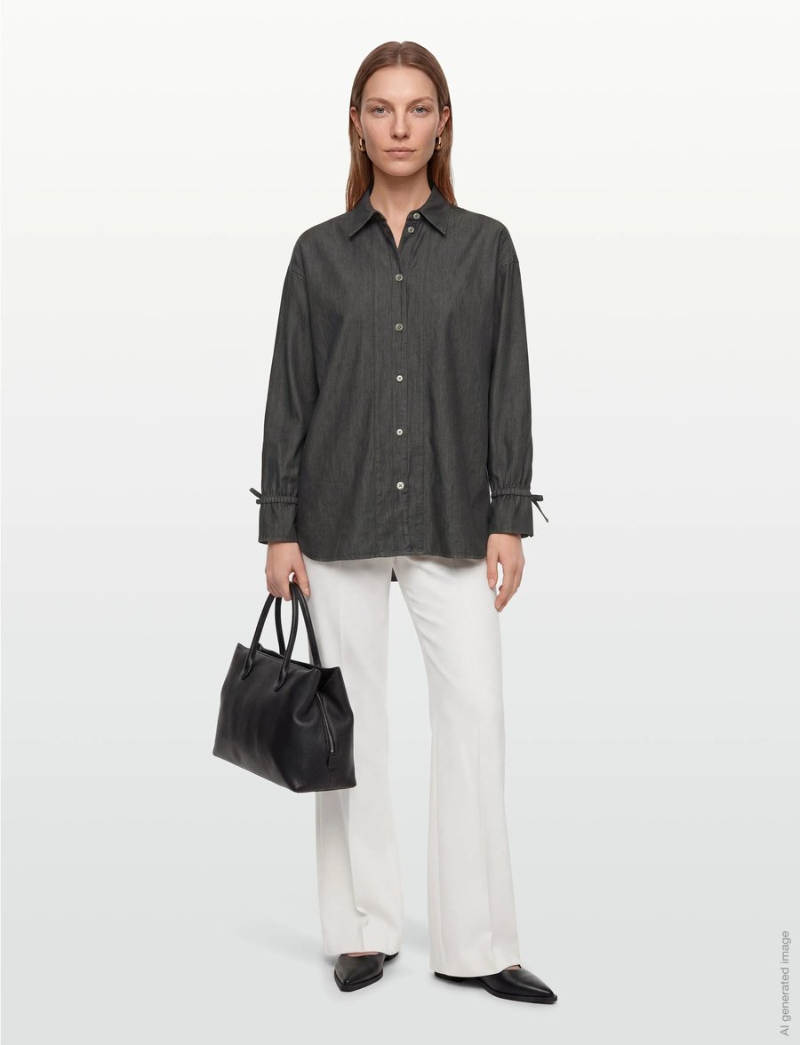 Rue de Tokyo - SIGGA LIGHT DENIM - pikkade varrukatega särgid - washed black denim - 0