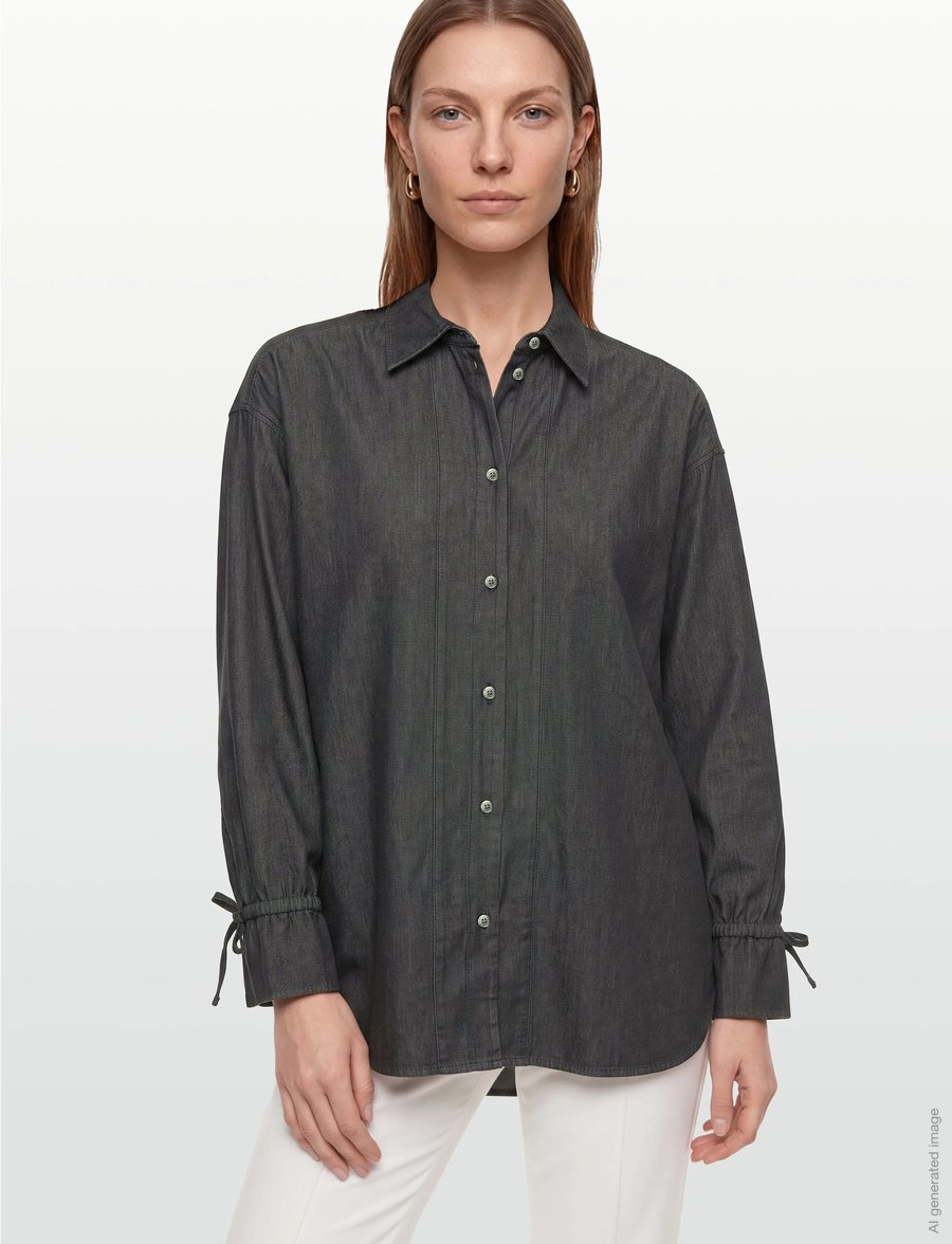 Rue de Tokyo - SIGGA LIGHT DENIM - pikkade varrukatega särgid - washed black denim - 3