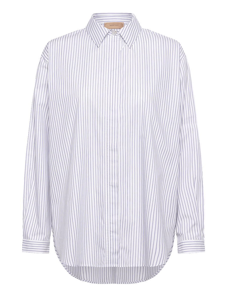 Rue de Tokyo - SHELBY STRIPED SHIRTING - langærmede skjorter - navy triple stripe - 1