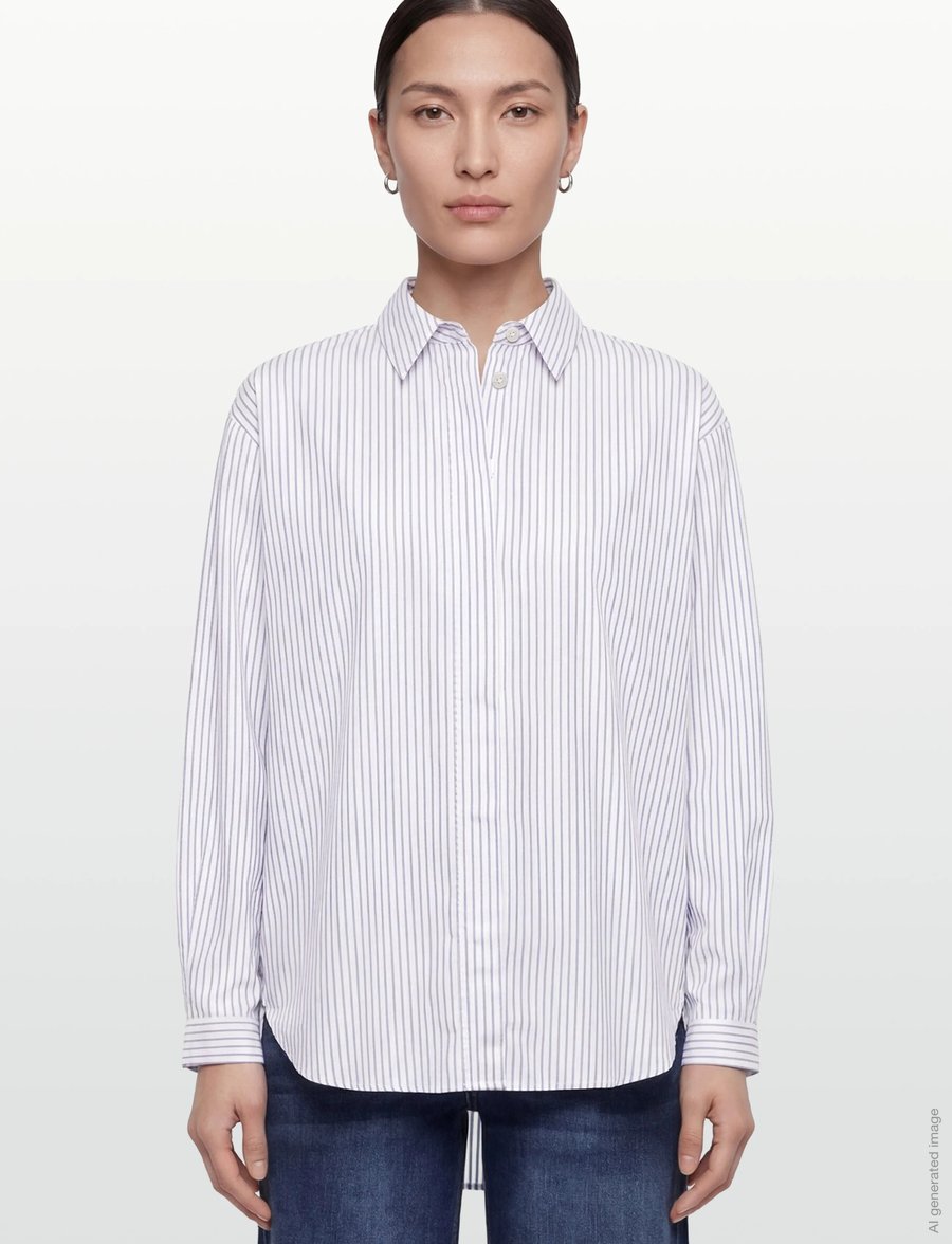 Rue de Tokyo - SHELBY STRIPED SHIRTING - langærmede skjorter - navy triple stripe - 5