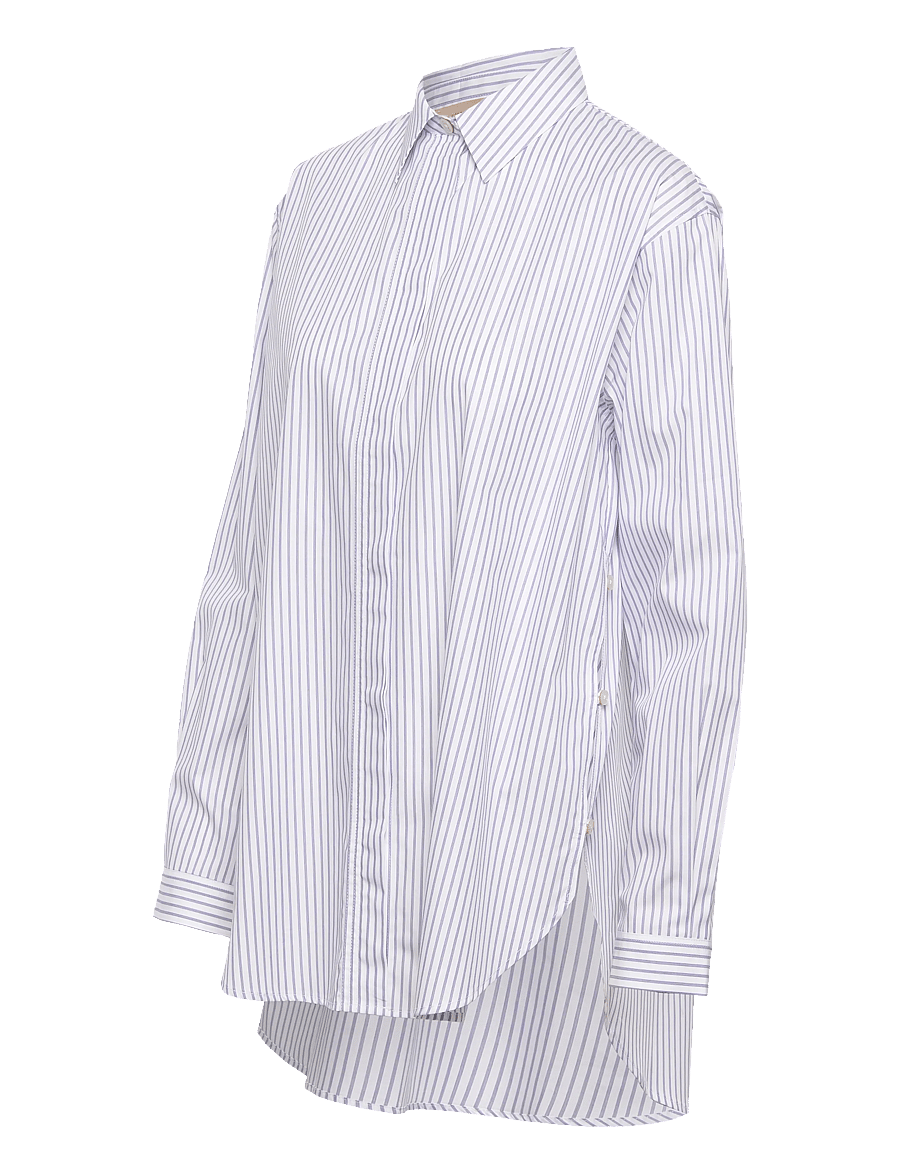 Rue de Tokyo - SHELBY STRIPED SHIRTING - langærmede skjorter - navy triple stripe - 4