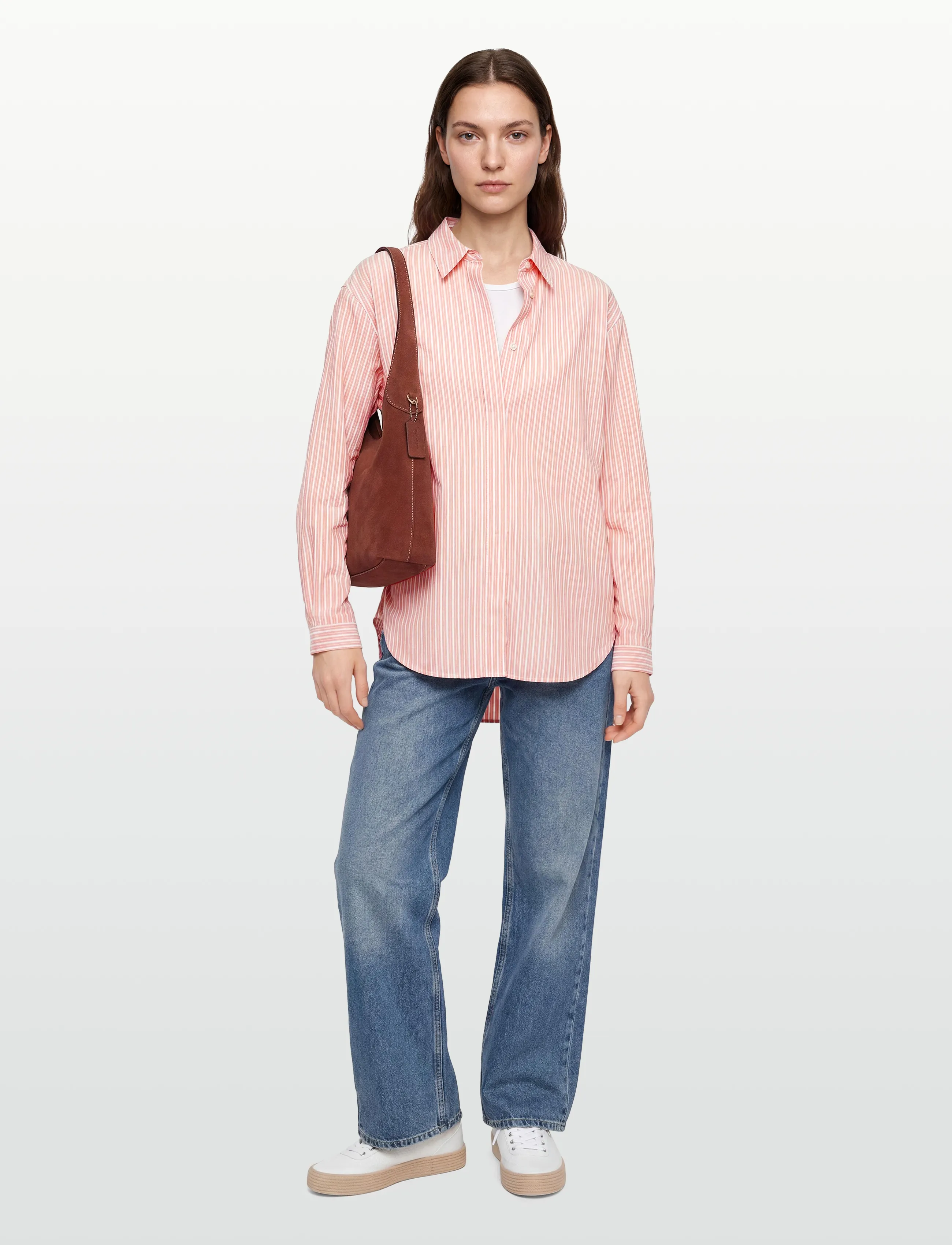 Rue de Tokyo - SHELBY STRIPED SHIRTING - jeansskjortor - white apricot stripe - 0