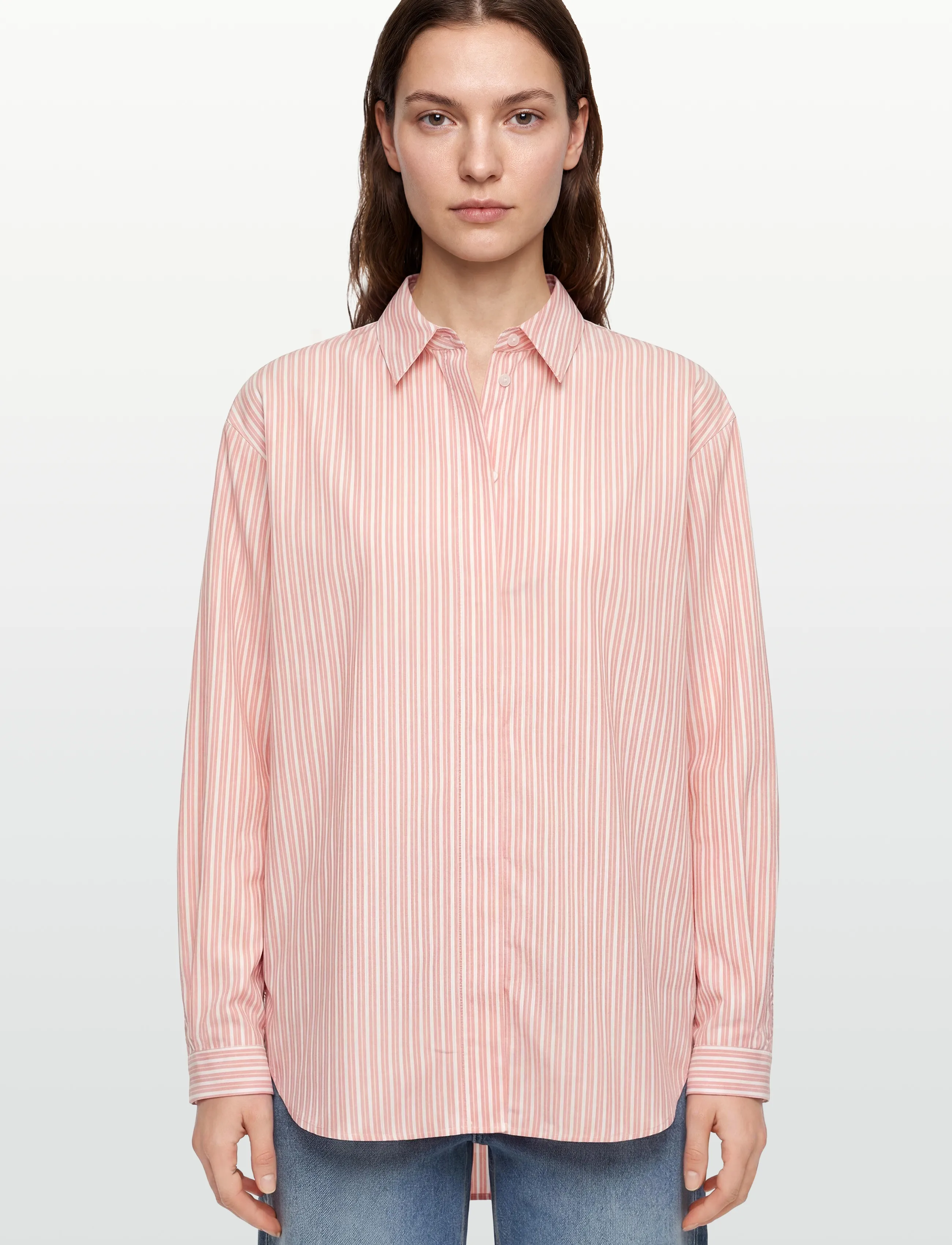 Rue de Tokyo - SHELBY STRIPED SHIRTING - teksasärgid - white apricot stripe - 5