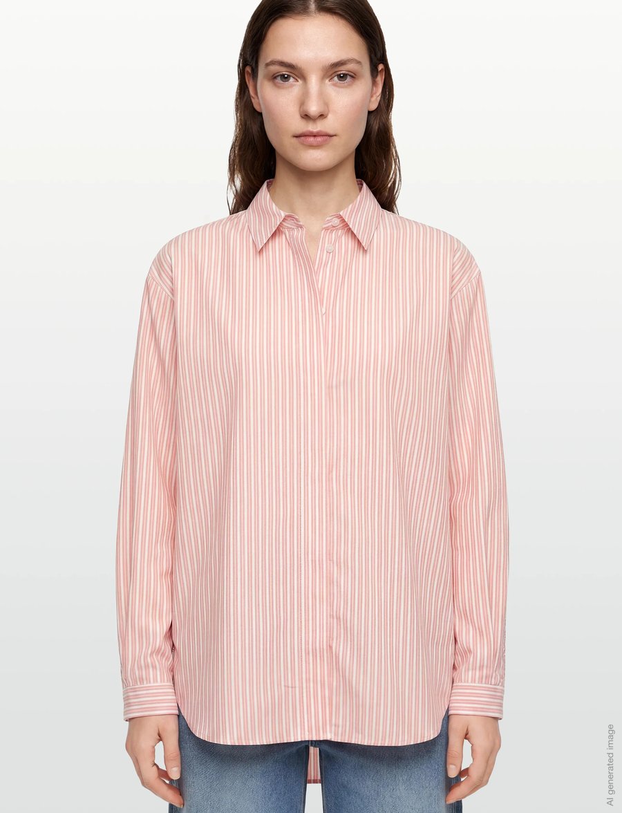 Rue de Tokyo - SHELBY STRIPED SHIRTING - teksasärgid - white apricot stripe - 5
