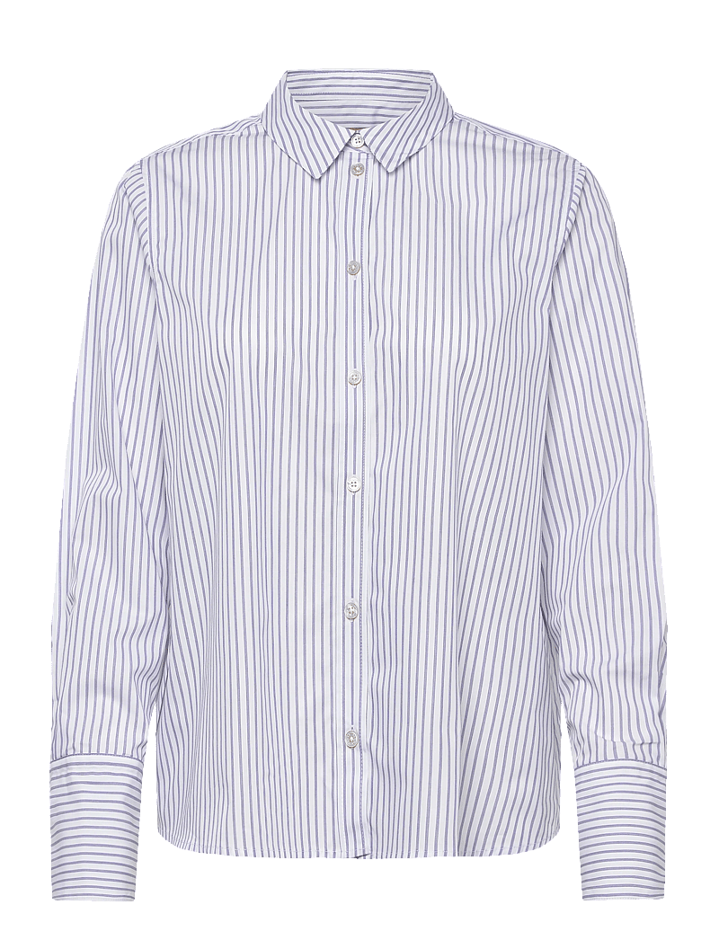 Rue de Tokyo - SYLINA STRIPED SHIRTING - long-sleeved shirts - navy triple stripe - 0