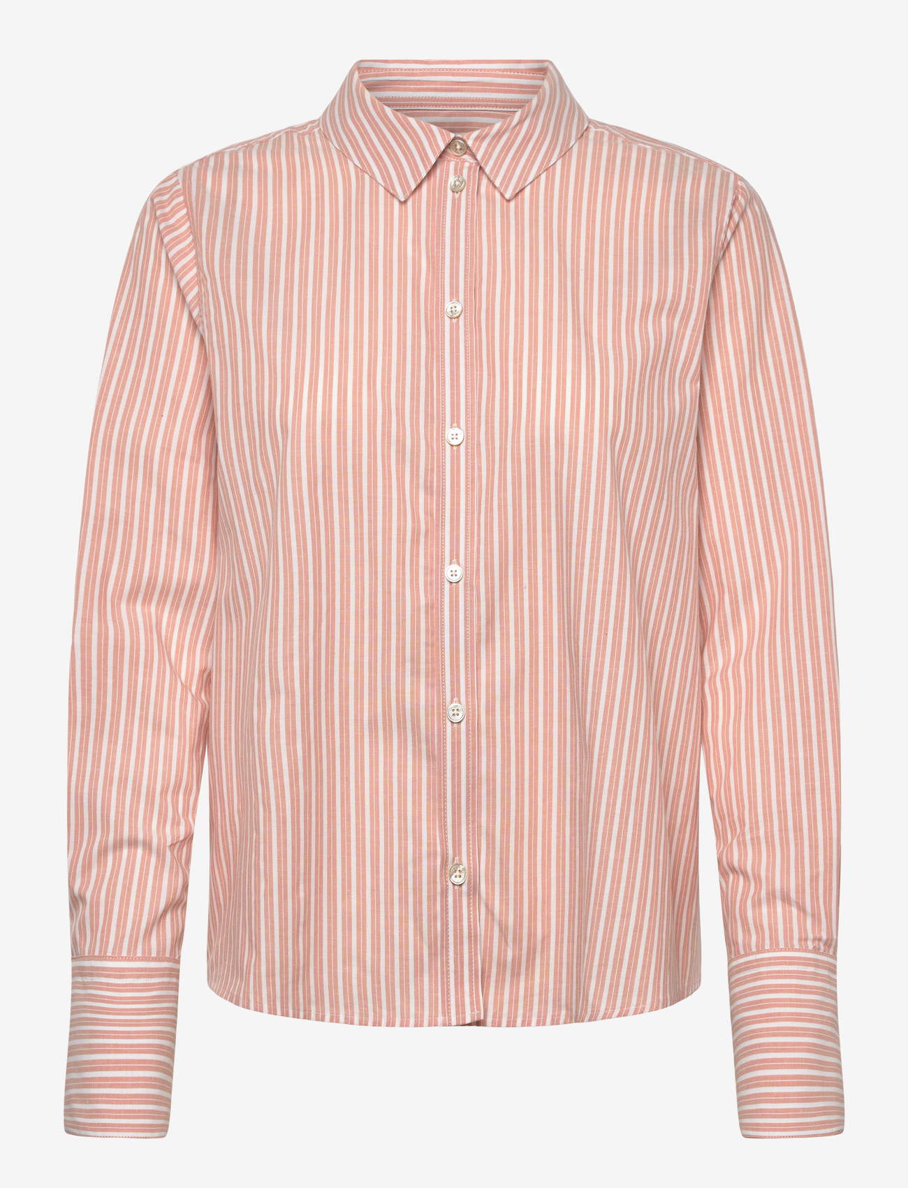 Rue de Tokyo - SYLINA STRIPED SHIRTING - long-sleeved shirts - white apricot stripe - 0