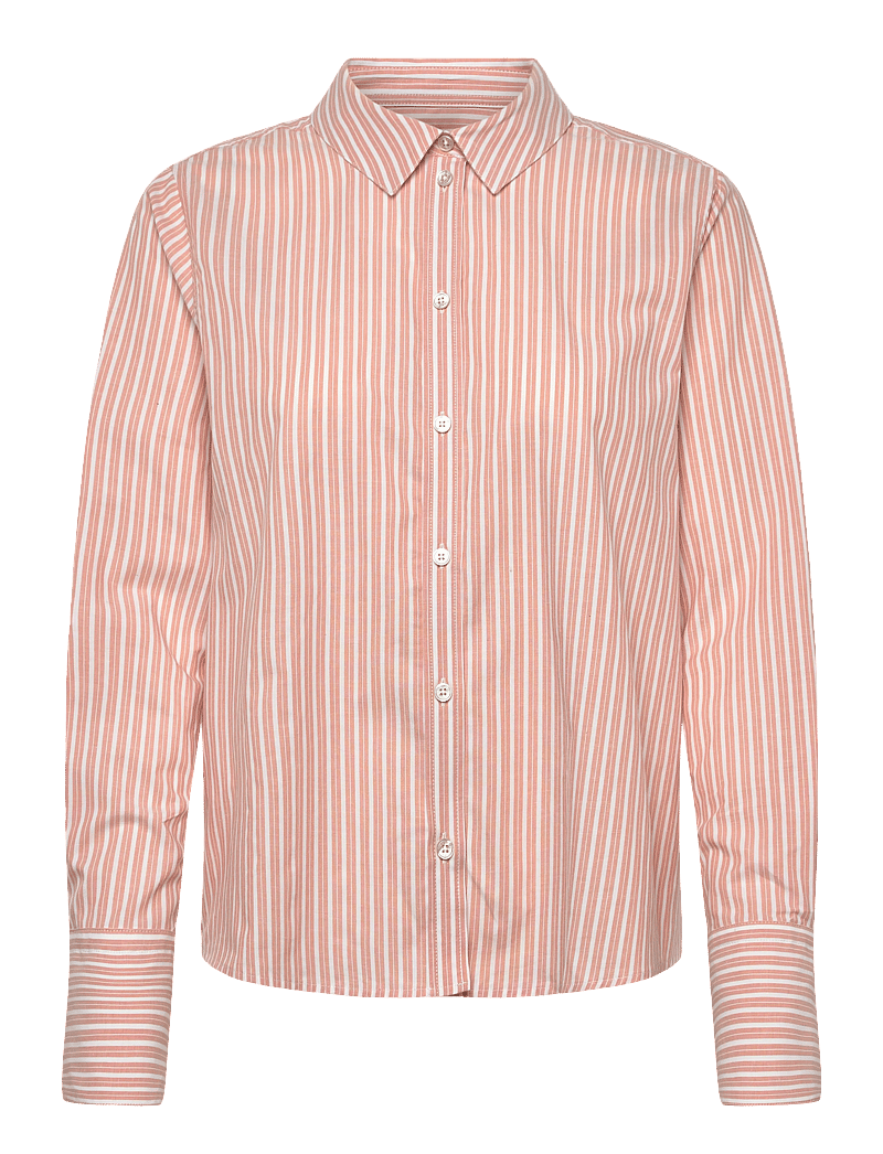 Rue de Tokyo - SYLINA STRIPED SHIRTING - long-sleeved shirts - white apricot stripe - 0