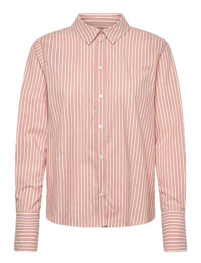 Rue de Tokyo SYLINA STRIPED SHIRTING - Pikkade varrukatega särgid - WHITE APRICOT STRIPE / orange