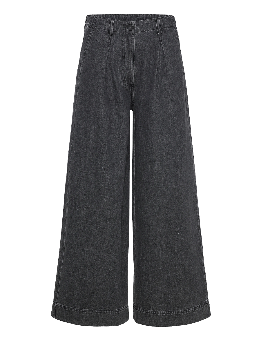 Rue de Tokyo - PATTY DENIM - hosen mit weitem bein - black - 1