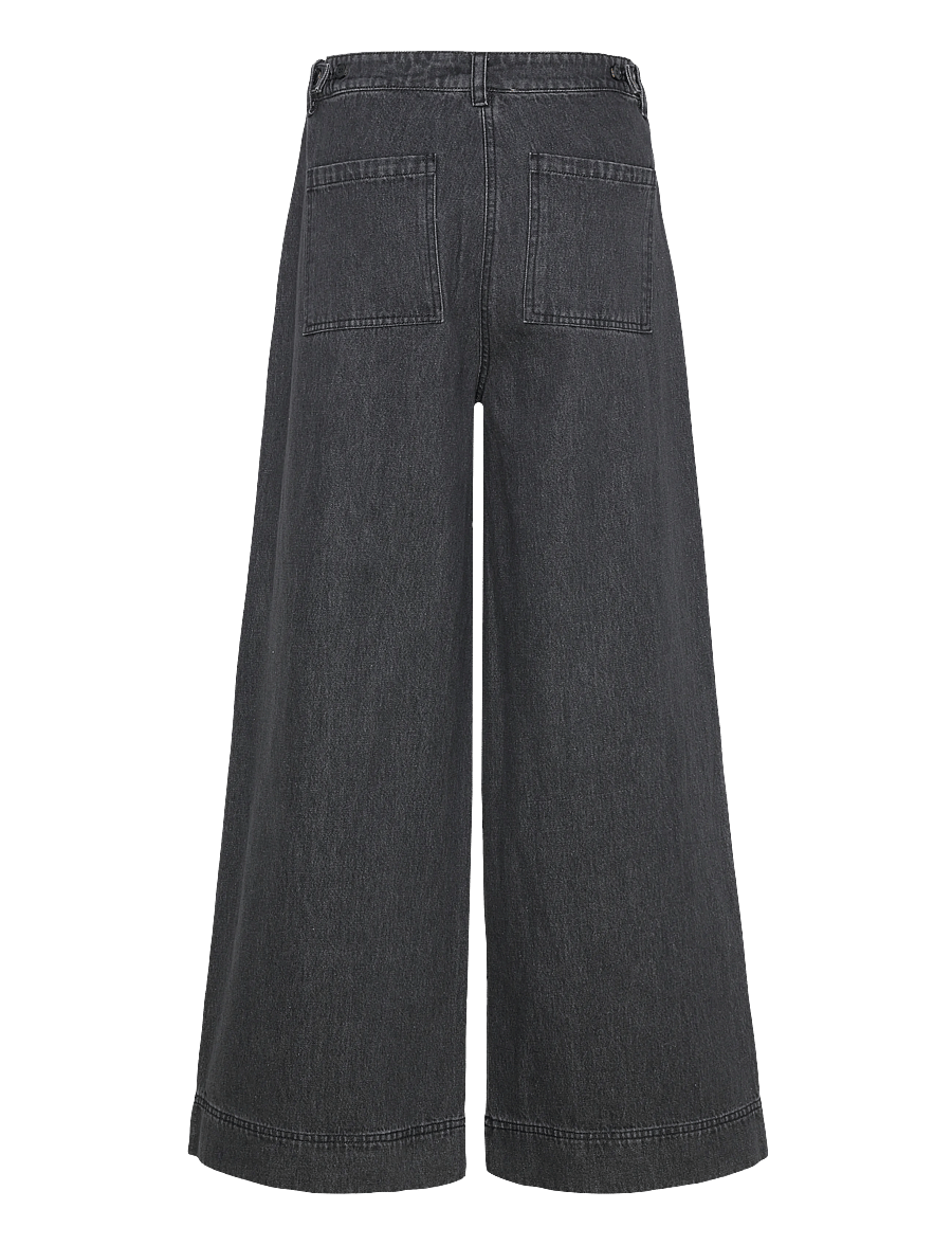 Rue de Tokyo - PATTY DENIM - hosen mit weitem bein - black - 2